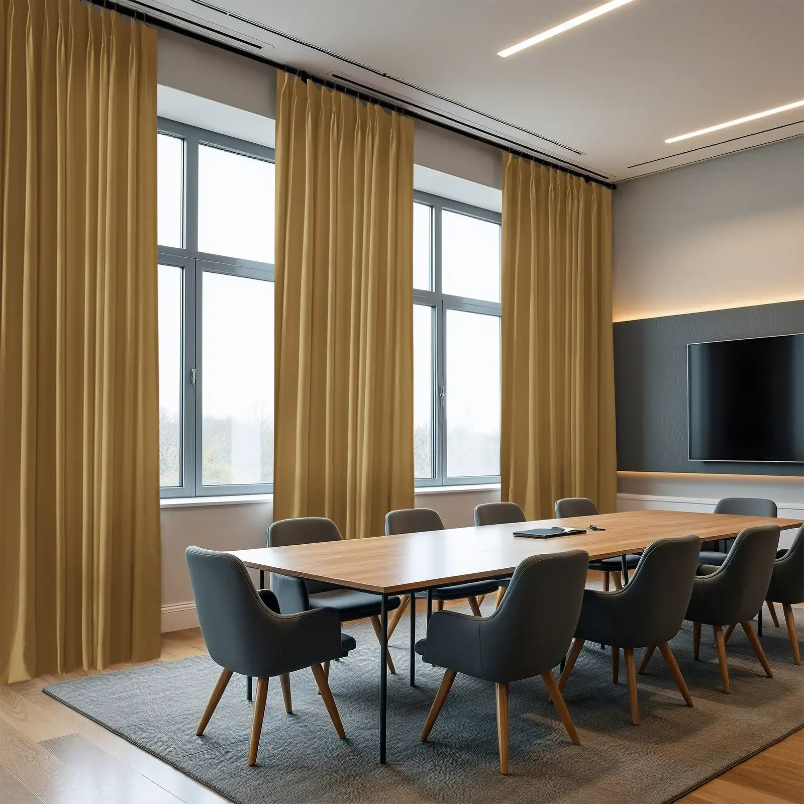 Flame Retardant Pleated Curtains - Fireproof & Heat Resistant for Home Safety - Perfect for Living Room, Bedroom & Office Decor