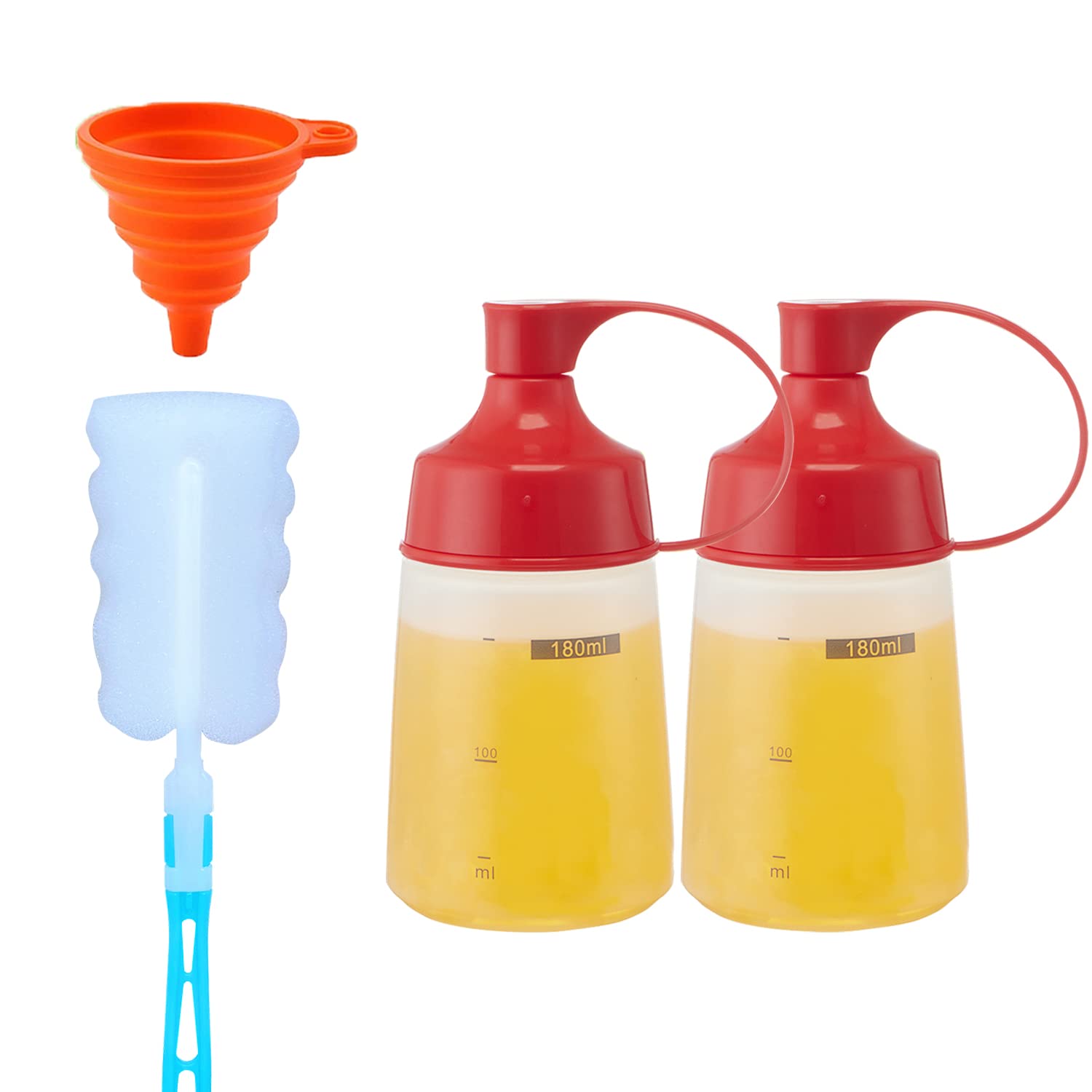 6 oz Plastic Condiment Squeeze Bottles (2-Pack) - Wide Mouth Sauce Dispenser for Ketchup, Mustard, Icing & Salad Dressing - Perfect for Kitchen, BBQ, Pancake Batter & Griddle Cooking
