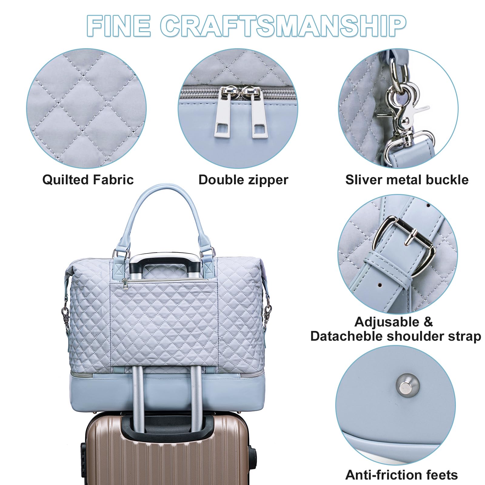 Women's Canvas Weekender Bag - Large Travel Duffel Carry On Overnight Tote for Women | Perfect for Weekend Getaways, Beach Trips & Gym Use