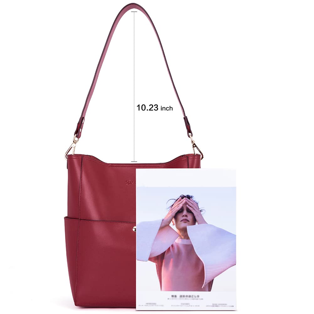 BOSTANTEN Women's Genuine Leather Designer Handbag - Stylish Tote Purse & Shoulder Bucket Bag for Work, Travel & Everyday Use