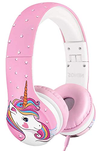 NENOS Kids Headphones with Volume Limiter - Safe Toddler Headphones for Boys & Girls - Cute Unicorn Design for School, Travel & Home Use