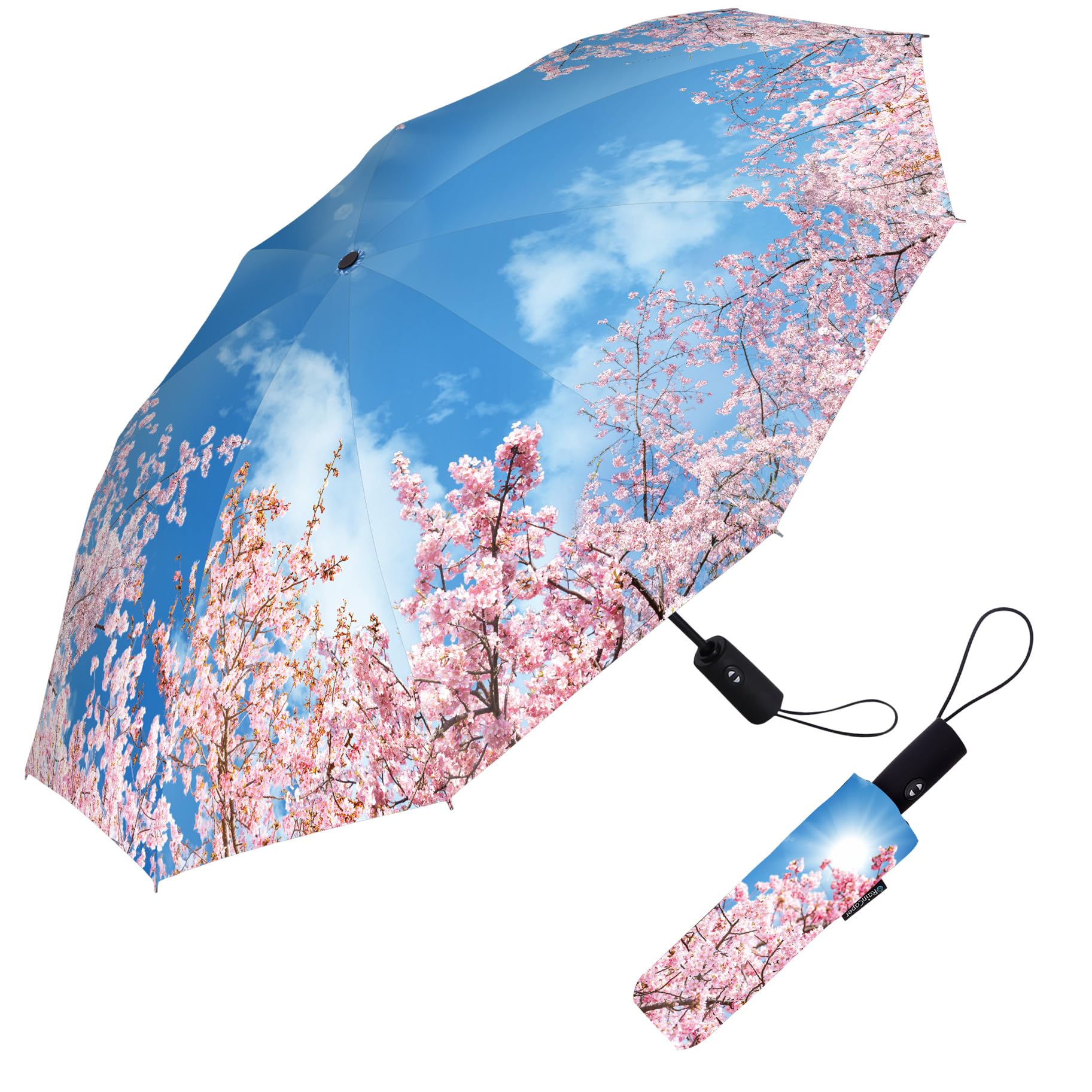 RainCaper Compact Folding Travel Umbrella - Windproof & Lightweight for Men & Women - Perfect for Commuting, Hiking & Outdoor Adventures