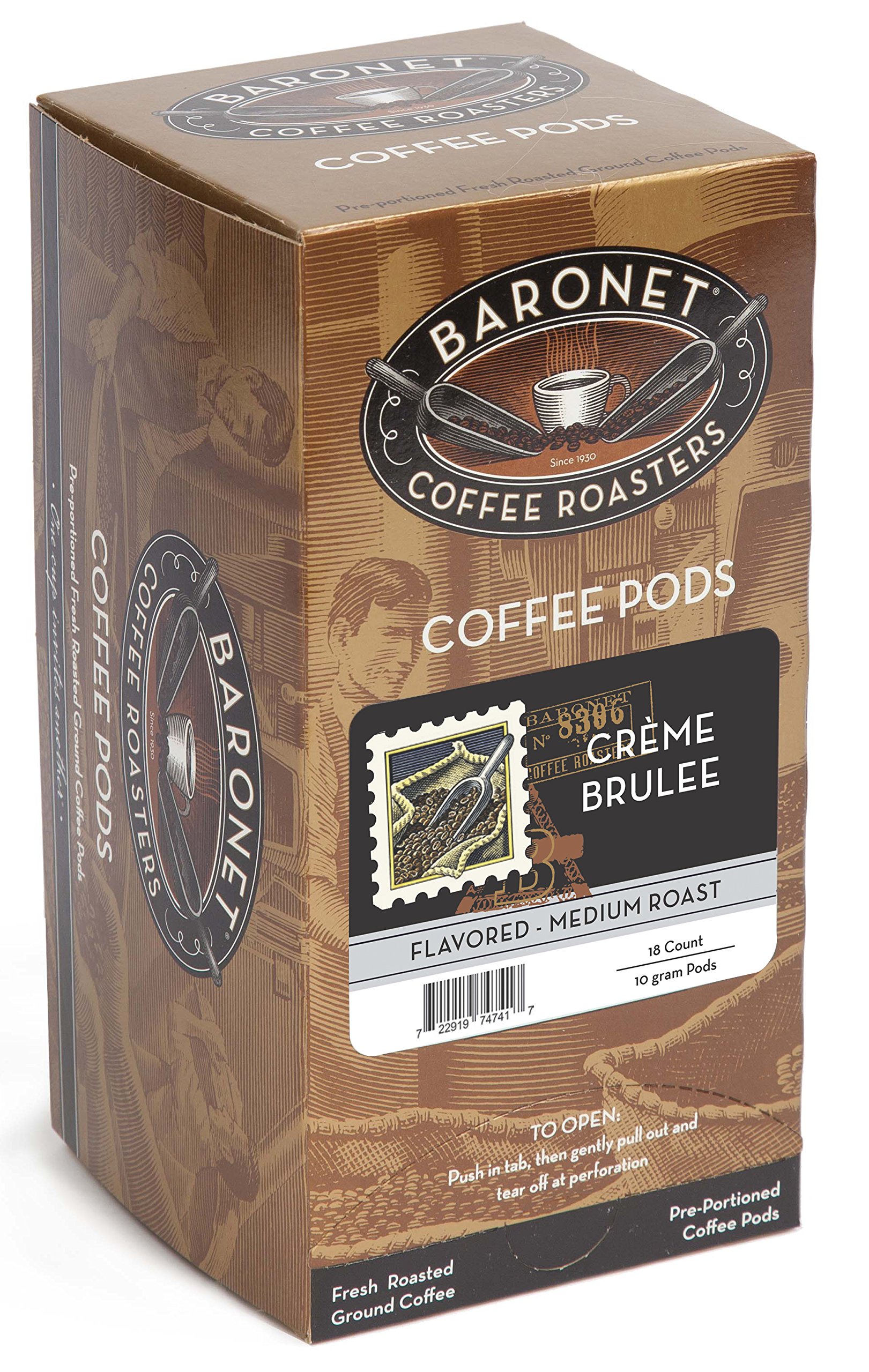Baronet Coffee Creme Brulee Medium Roast Pods - 18 Count (Pack of 3) | Compatible with Keurig 2.0 | Perfect for Breakfast, Office & Gift Giving