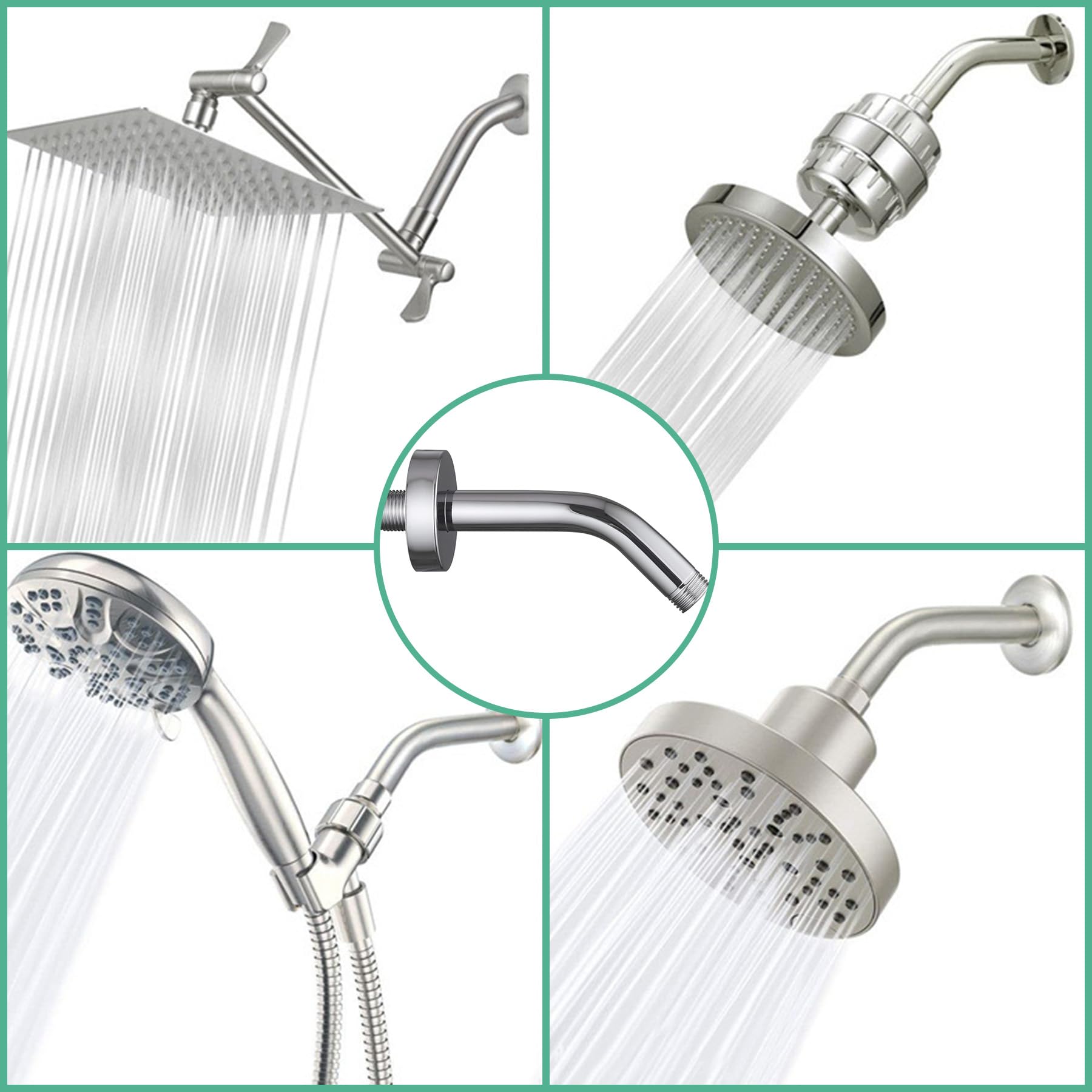 Enoughtmen 10 Inch Stainless Steel Shower Arm with Flange & Tape - Chrome Wall-Mounted Shower Head Extension for Fixed Shower Heads | Perfect for Bathroom Renovation & Space-Saving Shower Solutions