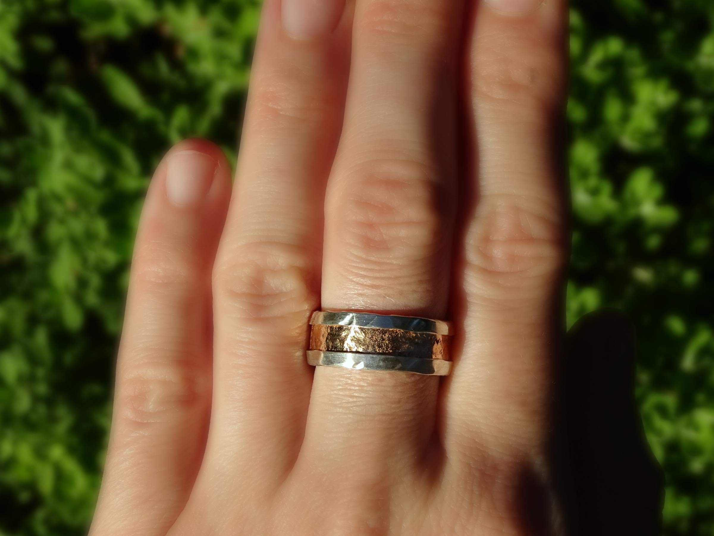 Viking Wedding Band Rose Gold Ring for Men - Molten Gold & Silver Mens Engagement Ring, Durable & Stylish Gift for Him - Perfect for Weddings, Anniversaries & Special Occasions
