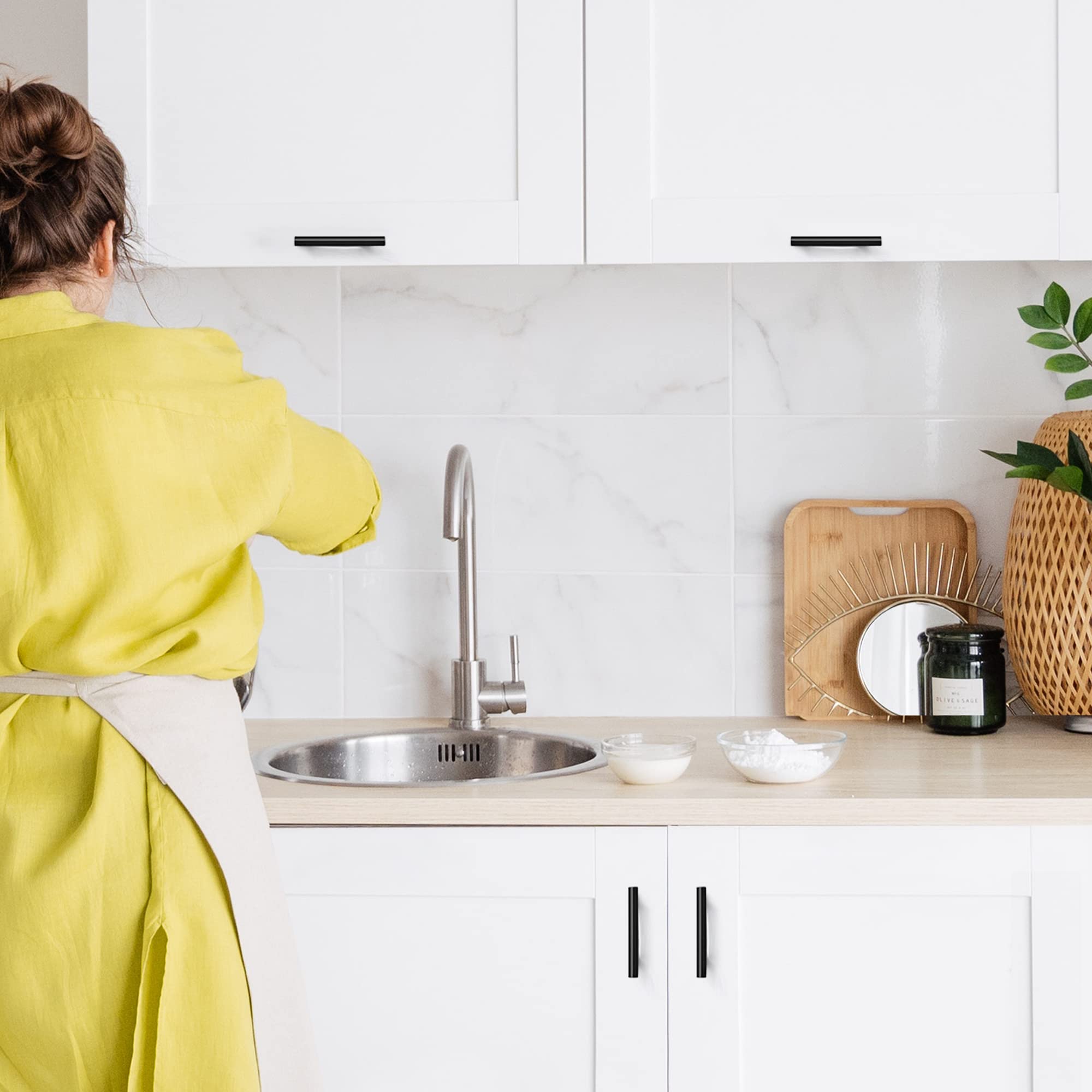 Ravinte Black 5-Pack 3.75 Inch Cabinet Pulls - Matte Black Kitchen Cabinet Handles & Drawer Pulls - Modern Black Hardware for Cabinets & Furniture - Perfect for Kitchen Remodel, Bathroom Vanity & Office Drawers