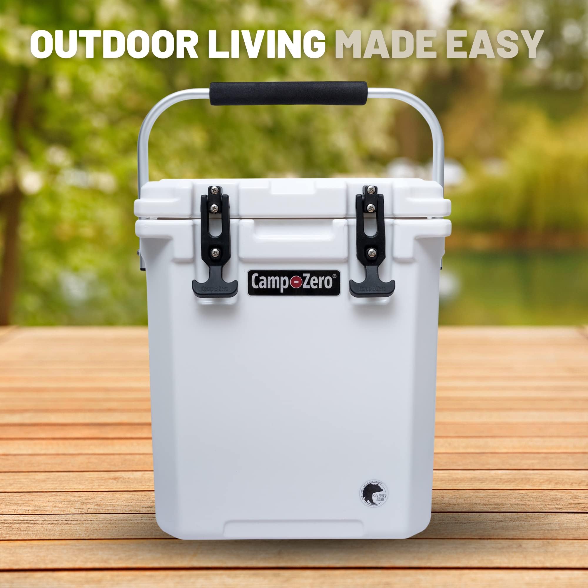 CAMP-ZERO 16L/16.9 Quart Portable Hard Cooler with Divider - Insulated for Drinks, Wine Bottles & Food - Perfect for Beach, Picnics, Boating, Camping & Travel - Features 2 Molded Cup Holders & Folding Aluminum Handle - Great for Outdoor Adventures, Tailgating & Road Trips