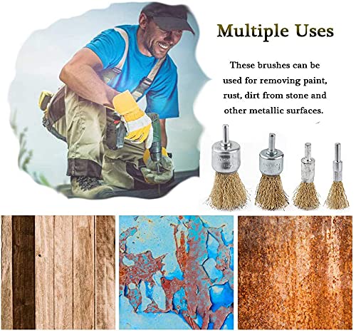 18 Pack Brass Wire End Brush Set for Drill - 6 Sizes (0.012