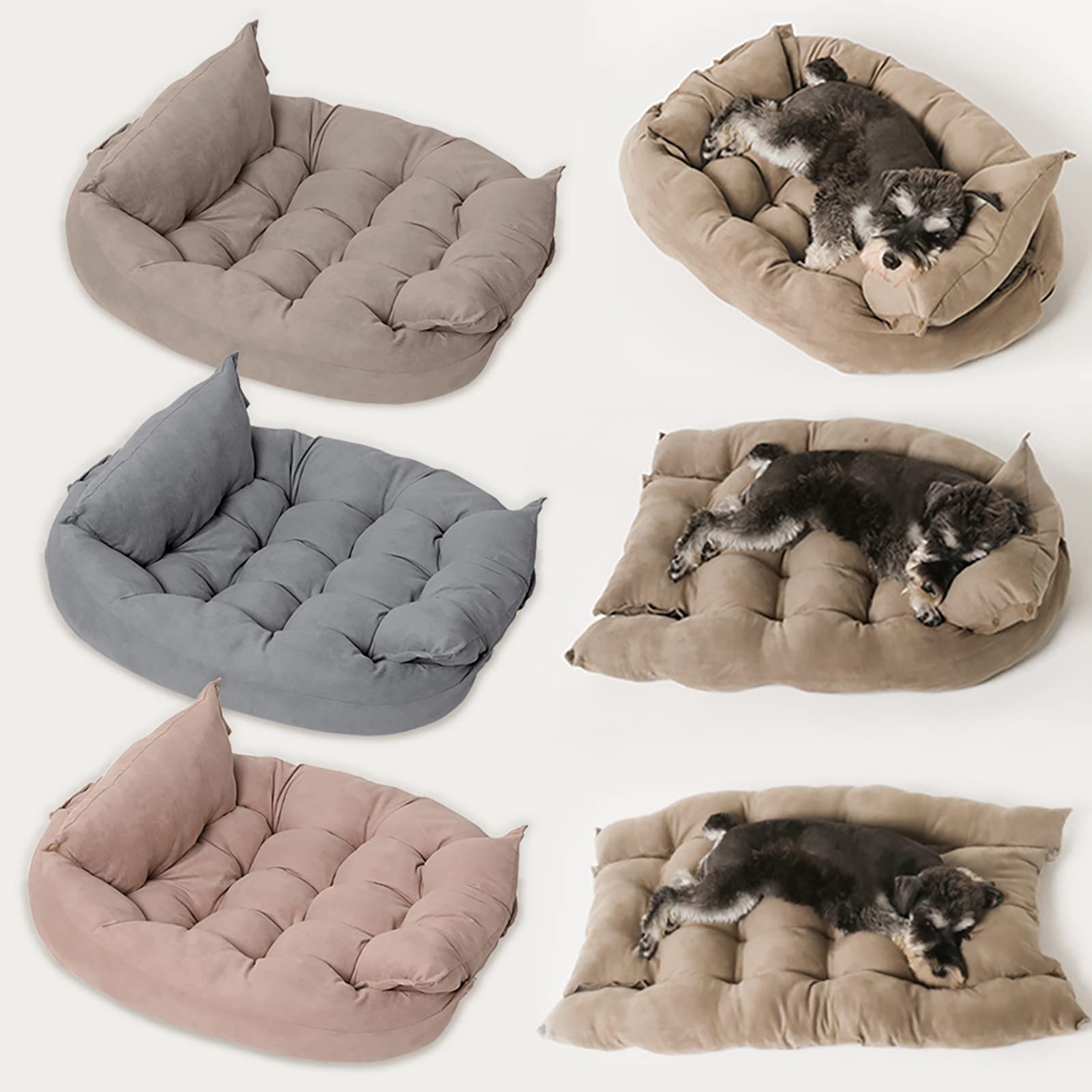 3 in 1 Pet Bed for Dogs and Cats - Medium Size Orthopedic Dog Bed & Couch with Removable Washable Cover - All Seasons Comfort for Small to Medium Pets - Perfect for Living Room, Bedroom or Pet Nursery (Light Pink) by WELOVE