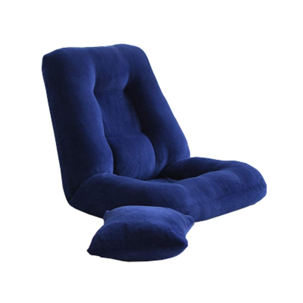 LKH Adjustable Floor Sofa - 5-Speed Reclining Gaming Chair with Pillow, Comfortable Floor Cushion for Adults - Navy Blue Tatami Mat for Yoga, Meditation & Living Room Lounging