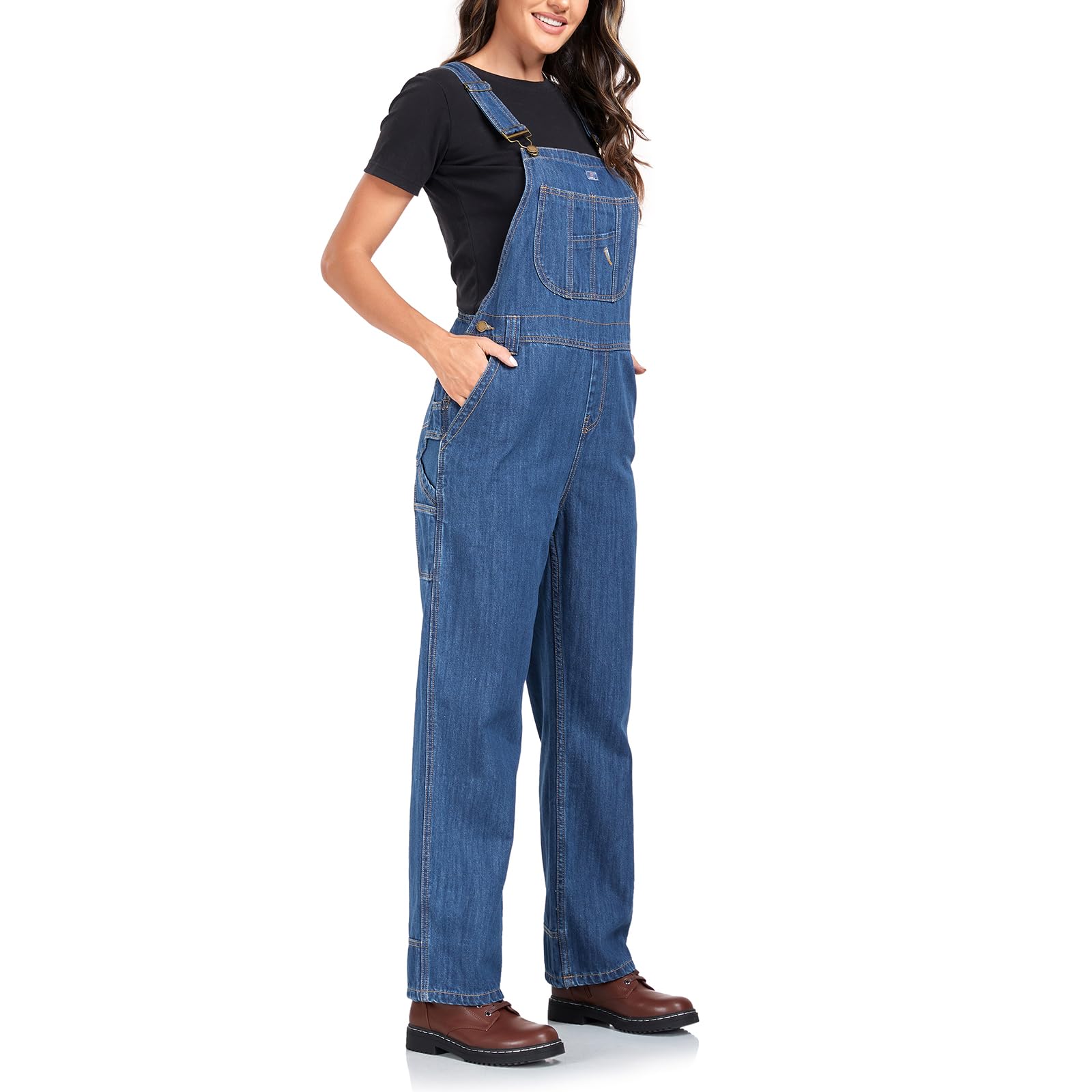 HISEA Women's Bib Overalls - Relaxed Fit Denim Overalls with Adjustable Straps & Tool Pockets for Workwear, Gardening, DIY Projects & Casual Outfits