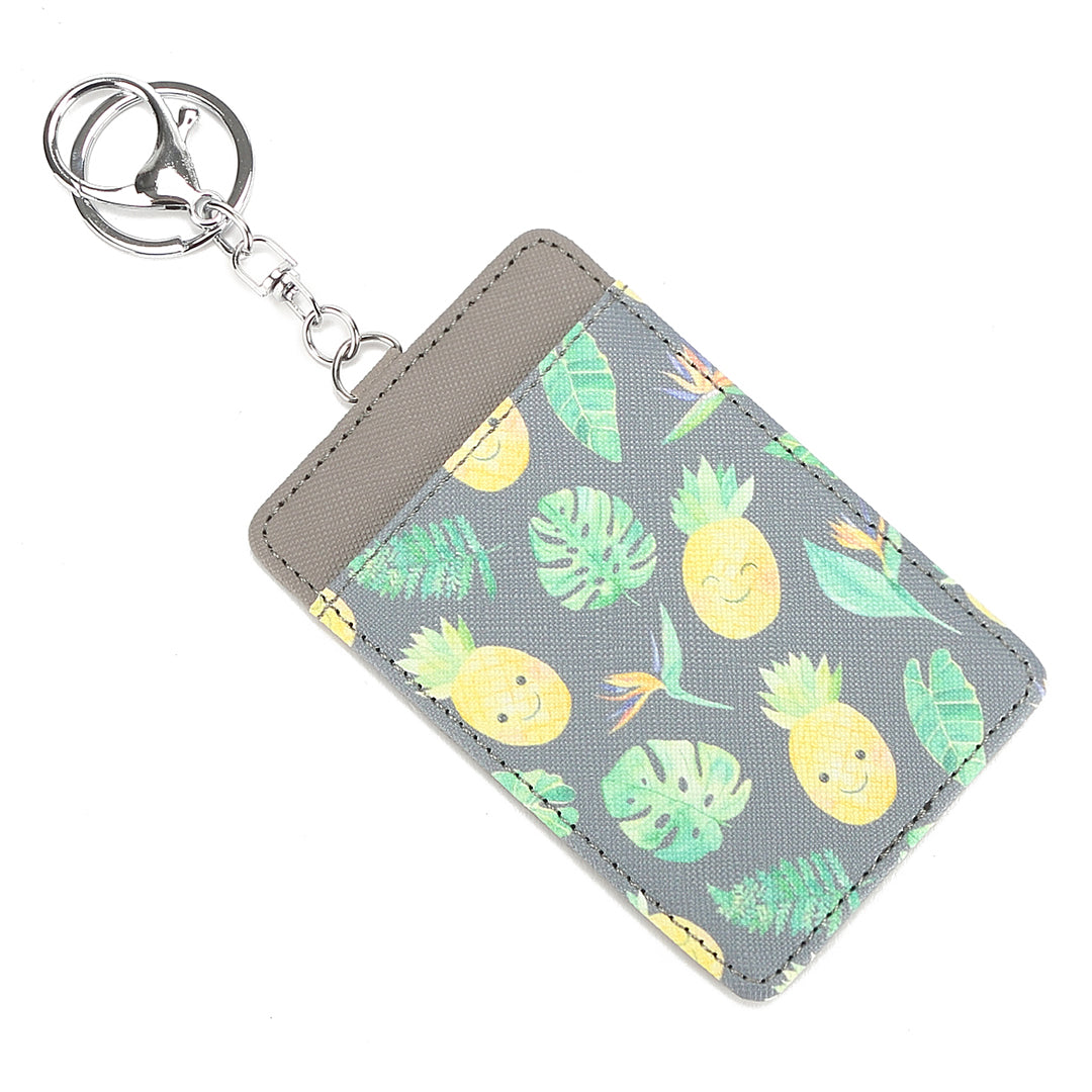 April Pineapple Monstera Grey Card Holder - Slim RFID Blocking Wallet for Credit Cards & ID - Perfect for Travel, Work, and Everyday Use