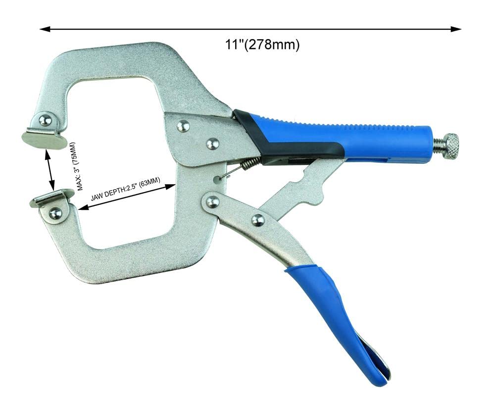 KF4022 4-Piece Adjustable C-Clamp Set - 11 Inch Length, 3 Inch Clamping Capacity - Heavy Duty Face Clamps for Woodworking, Metalworking & DIY Projects - Perfect for Carpentry, Welding & Home Repairs