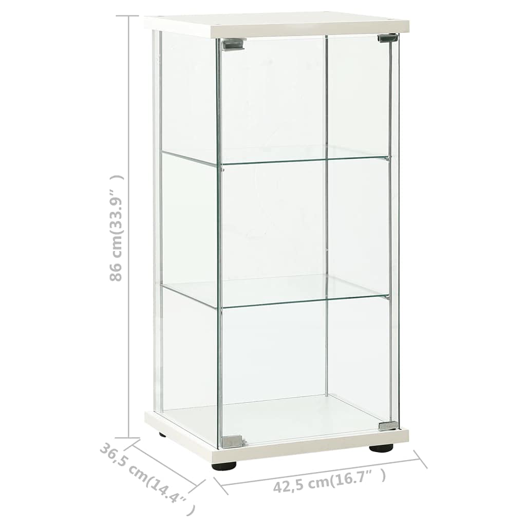 4-Shelf Glass Display Cabinet with Door - Curio Cabinet for Collectibles & Books - Floor Standing Storage Rack with Tempered Glass - White Display Bookshelf for Living Room, Dining Room & Office Decor