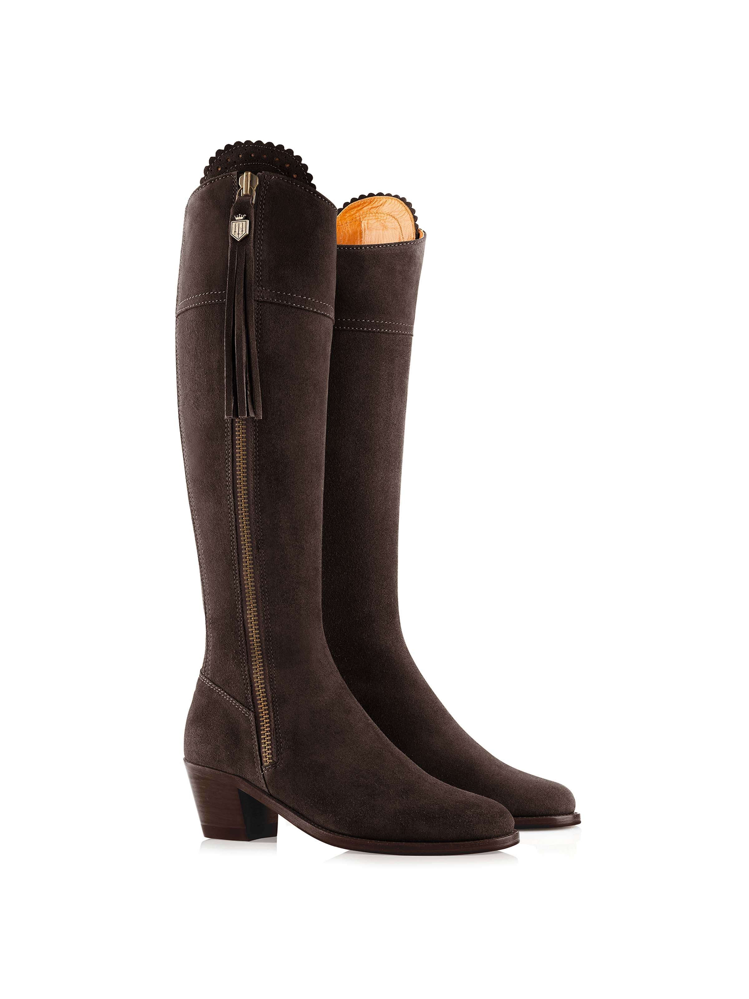Regina Women's Heeled Boots - Chocolate Suede Ankle Boots for Fall & Winter | Comfortable Regular Fit Fashion Booties for Work, Dating & Night Out