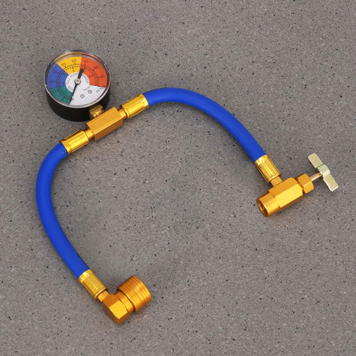WINOMO AC Recharge Hose with Gauge - Professional Car Refrigerant Recharge Kit & Home Air Conditioning Charging Hose with Low Pressure Measuring Meter | For Automotive AC Maintenance & Home HVAC Systems