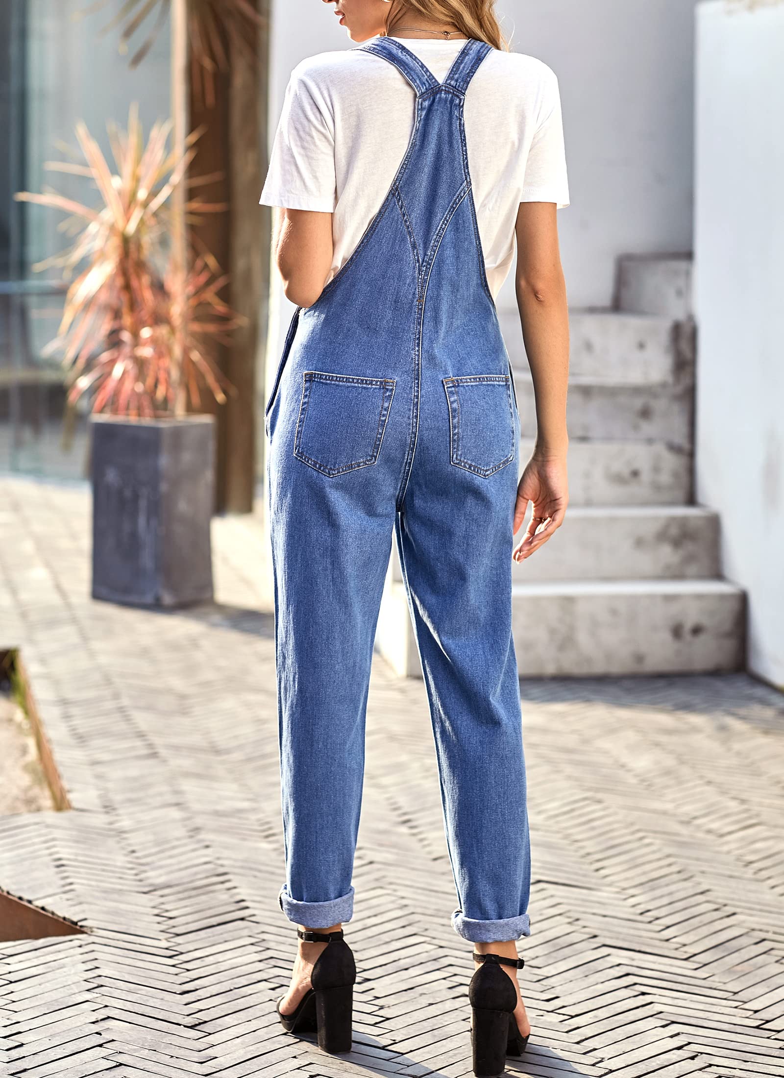 Luvamia Women's Casual Stretch Adjustable Denim Bib Overalls - High Waist Jeans Pants Jumpsuit for Women - Perfect for Work, Outdoor Activities & Everyday Wear