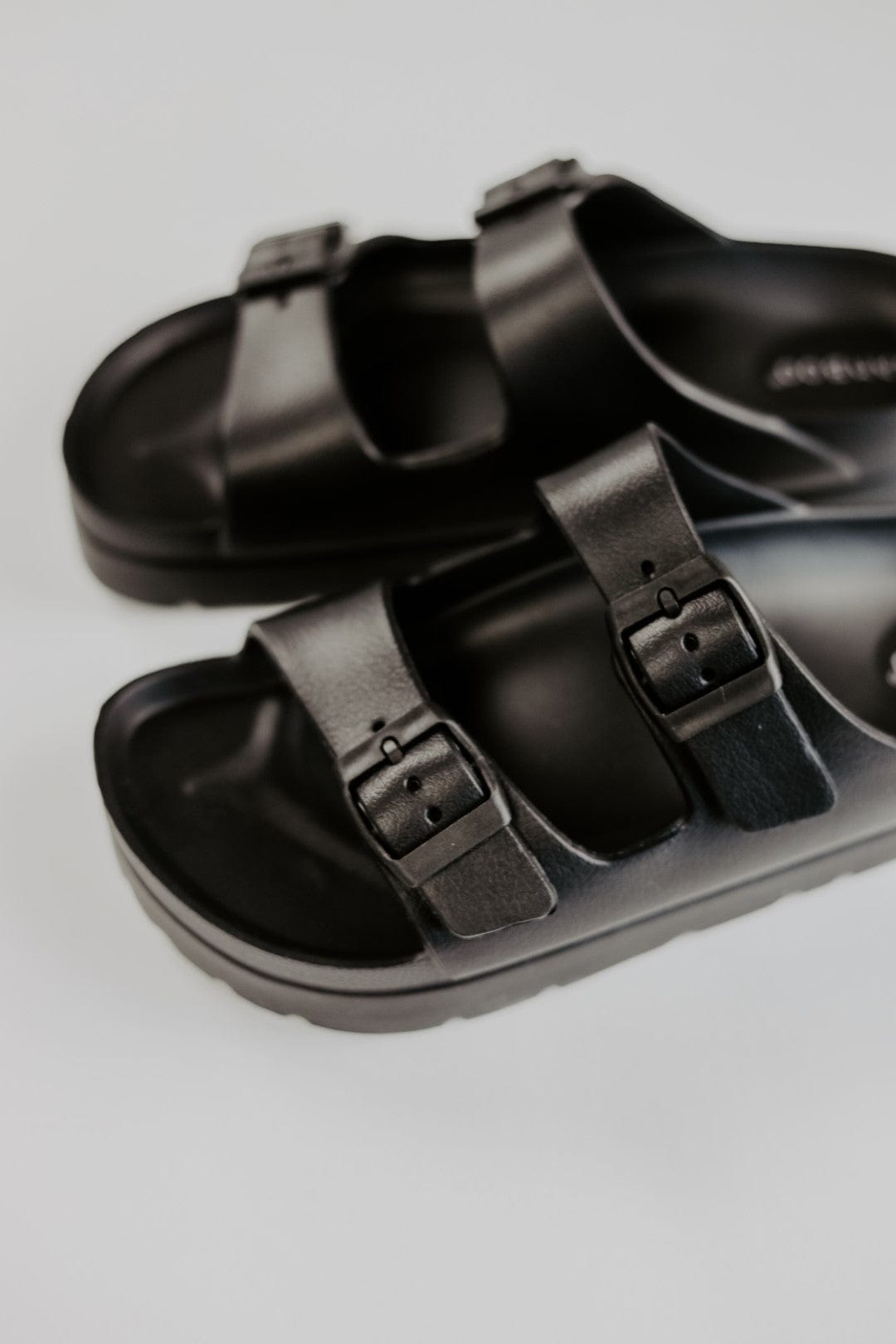 Black Double Buckle Sandals for Women - Comfortable Summer Slide Sandals with Adjustable Straps | Perfect for Beach, Pool, and Casual Outings