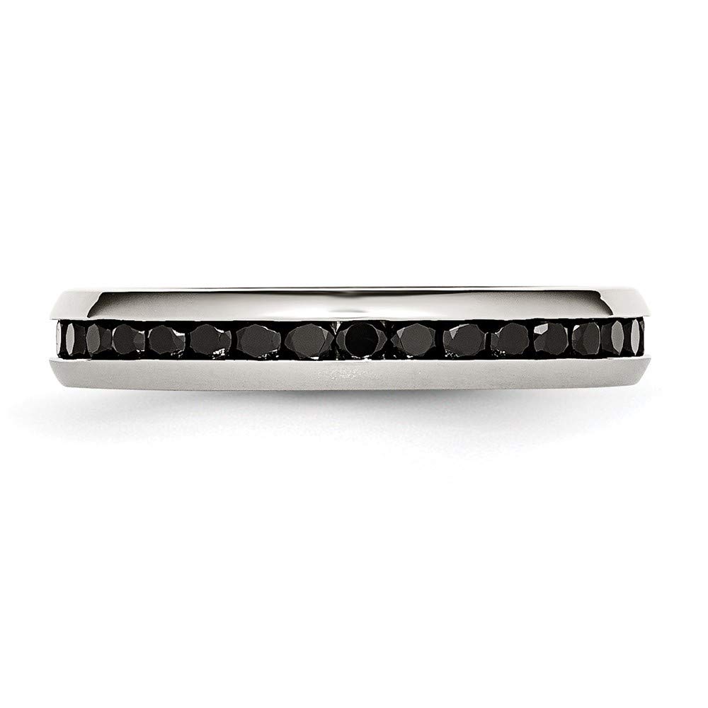4mm Black Cubic Zirconia Stainless Steel Ring for Women - Elegant Fine Jewelry Gift for Her - Perfect for Anniversary, Birthday & Special Occasions