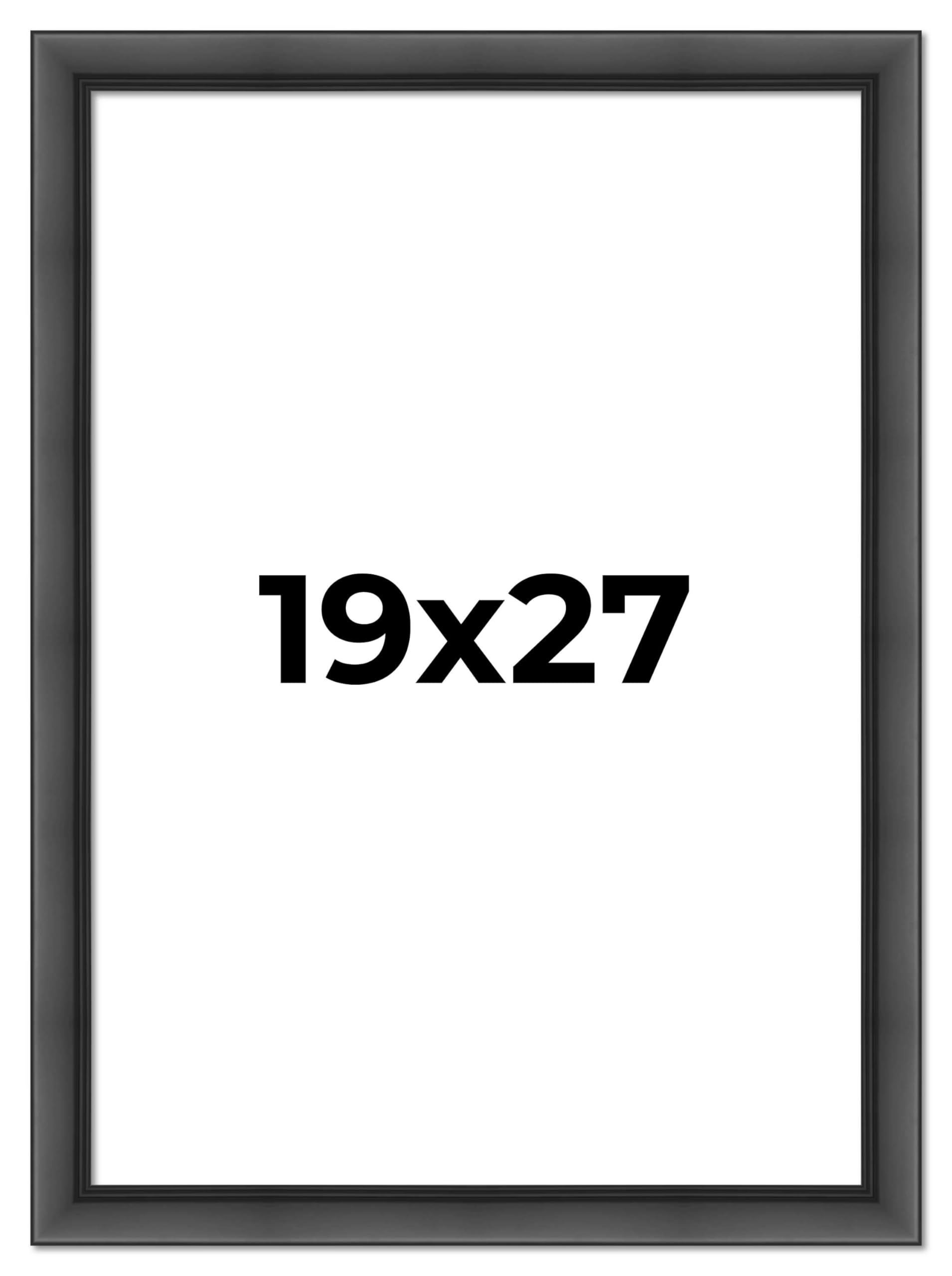 19x27 Inch Black Wood Picture Frame - Modern Photo Frame with UV Acrylic Shatter Guard & Acid-Free Backing - Perfect for Family Photos, Wall Decor, Living Room, Bedroom, Office Display (No Mat Included)