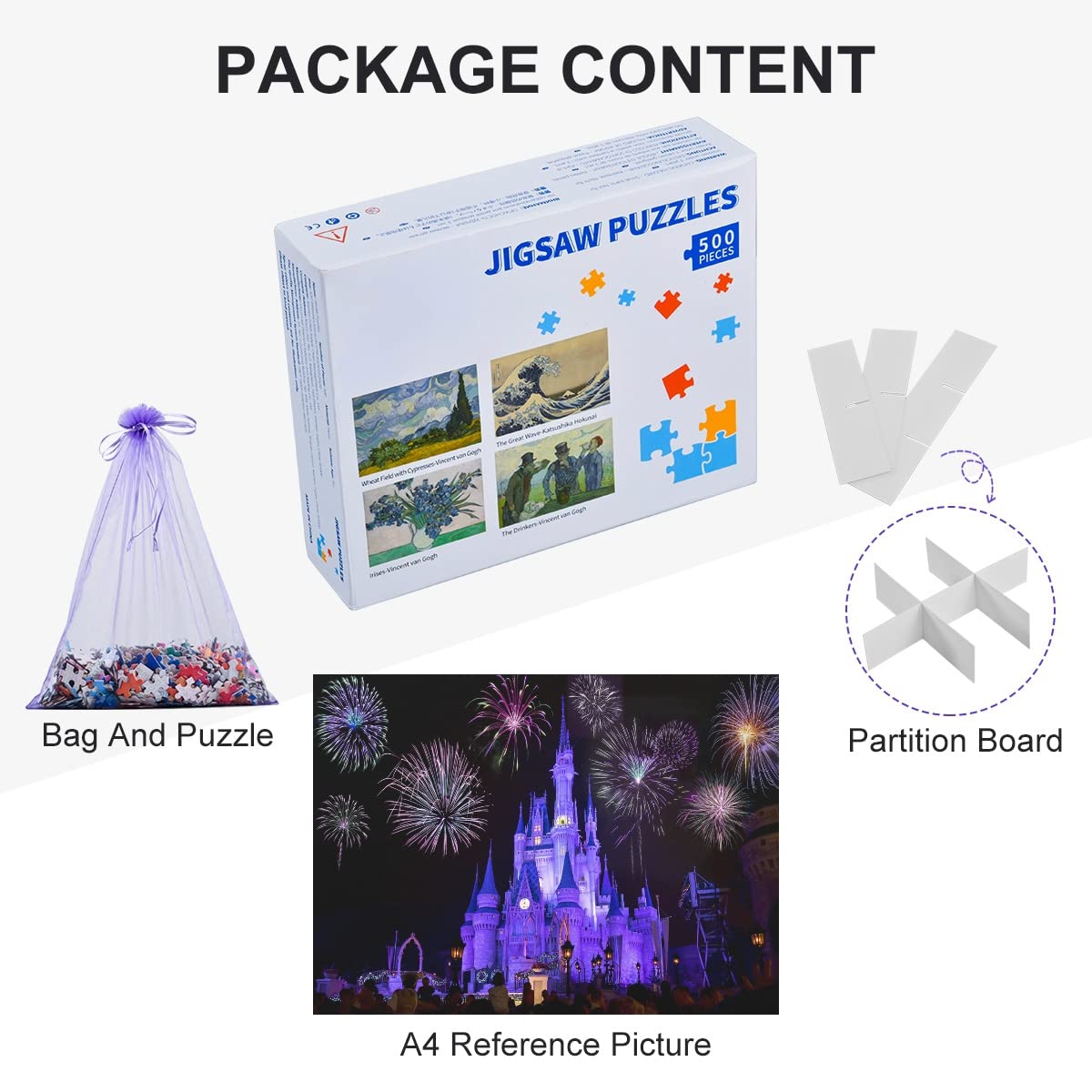 500-Piece Dream Castle with Firework Jigsaw Puzzle for Adults & Kids - DIY Gift, Family Game Night, Birthday Party Activity, Stress Relief & Home Decor