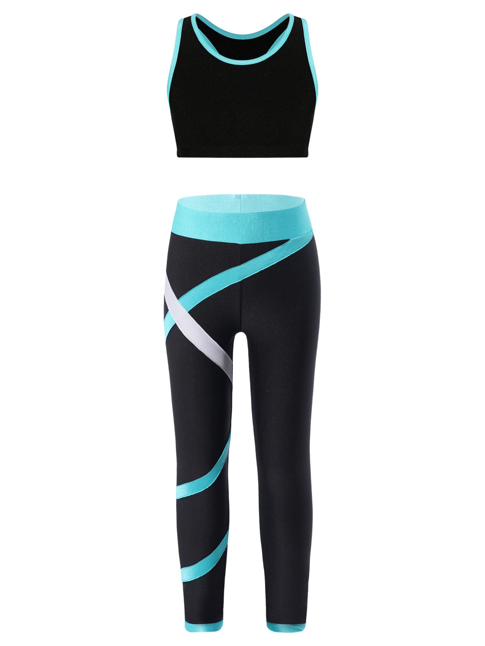 Girls' 2-Piece Dance Outfit Set - Sports Bra & Athletic Leggings for Gymnastics, Yoga, and Performance - Breathable Comfort for Active Kids