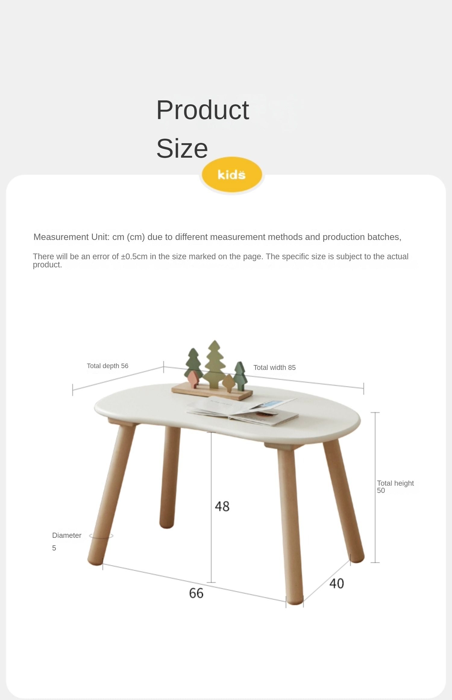 Handmade Birch Solid Wood Kids Study Desk - Ergonomic Peanut-Shaped Table for Children's Learning, Writing & Drawing - Perfect for Home, Classroom & Playroom