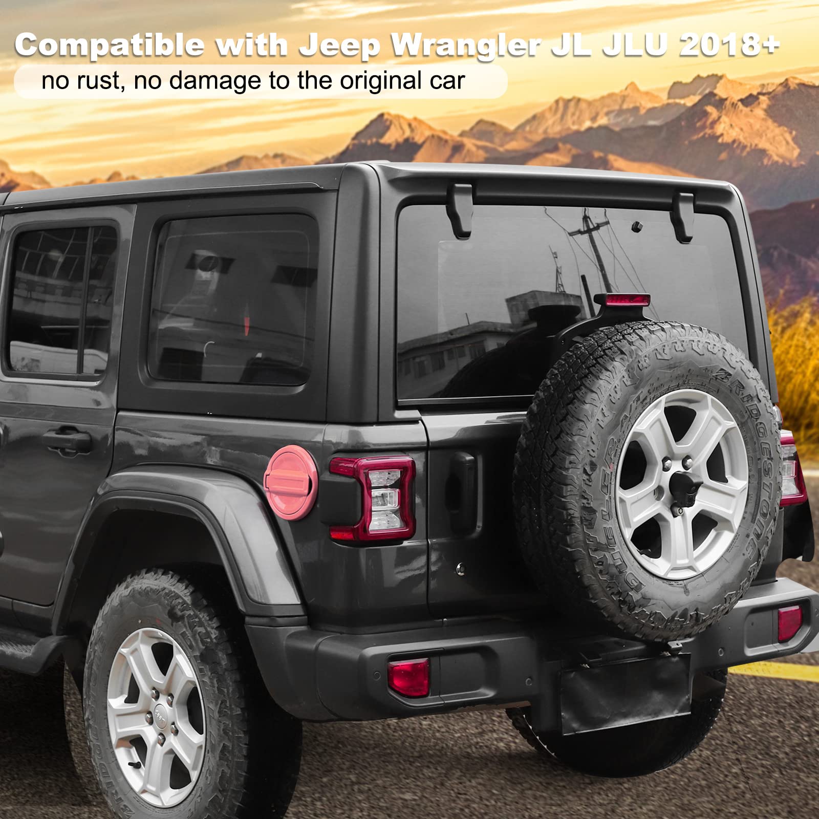 Pink Fuel Filler Door Cover for Jeep Wrangler JL & JLU (2018-2022) - Durable Gas Tank Cap Decoration & Exterior Accessories | Off-Road Adventure & Custom Car Styling