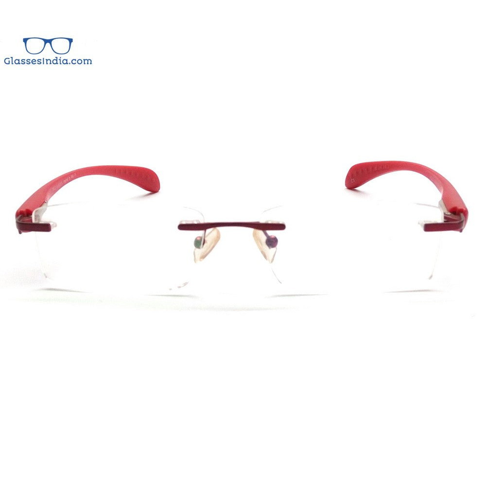 Blue Light Blocking Computer Glasses - Red Rimless PF2257RD for Eye Strain Relief | Gaming, Office Work & Screen Time Protection