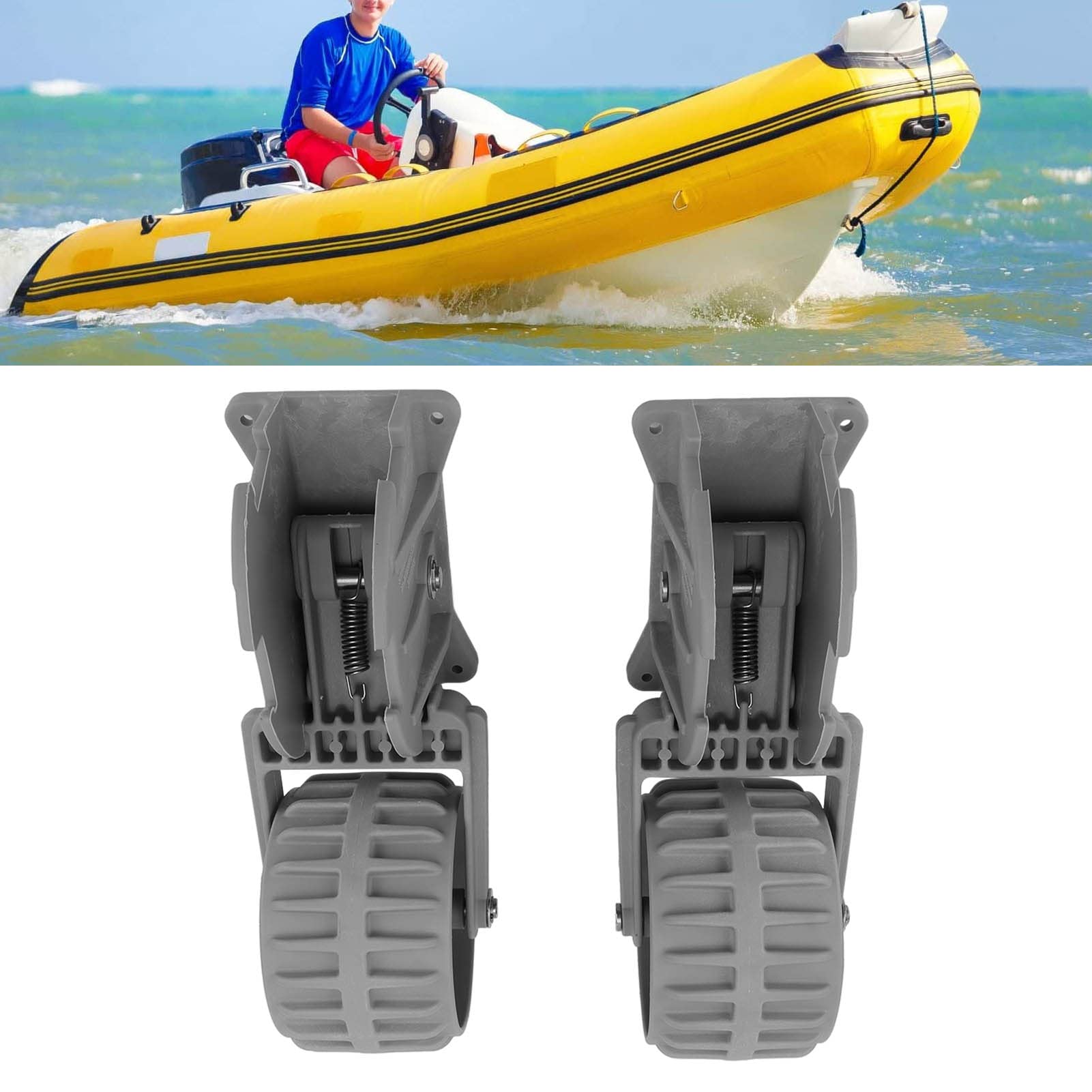 Dinghy Wheels - 2 Pack Flip Up Retractable Nylon Boat Launching Wheels for Inflatable Boats, Rafts & Small Kayaks | Easy Transport & Storage for Watercraft
