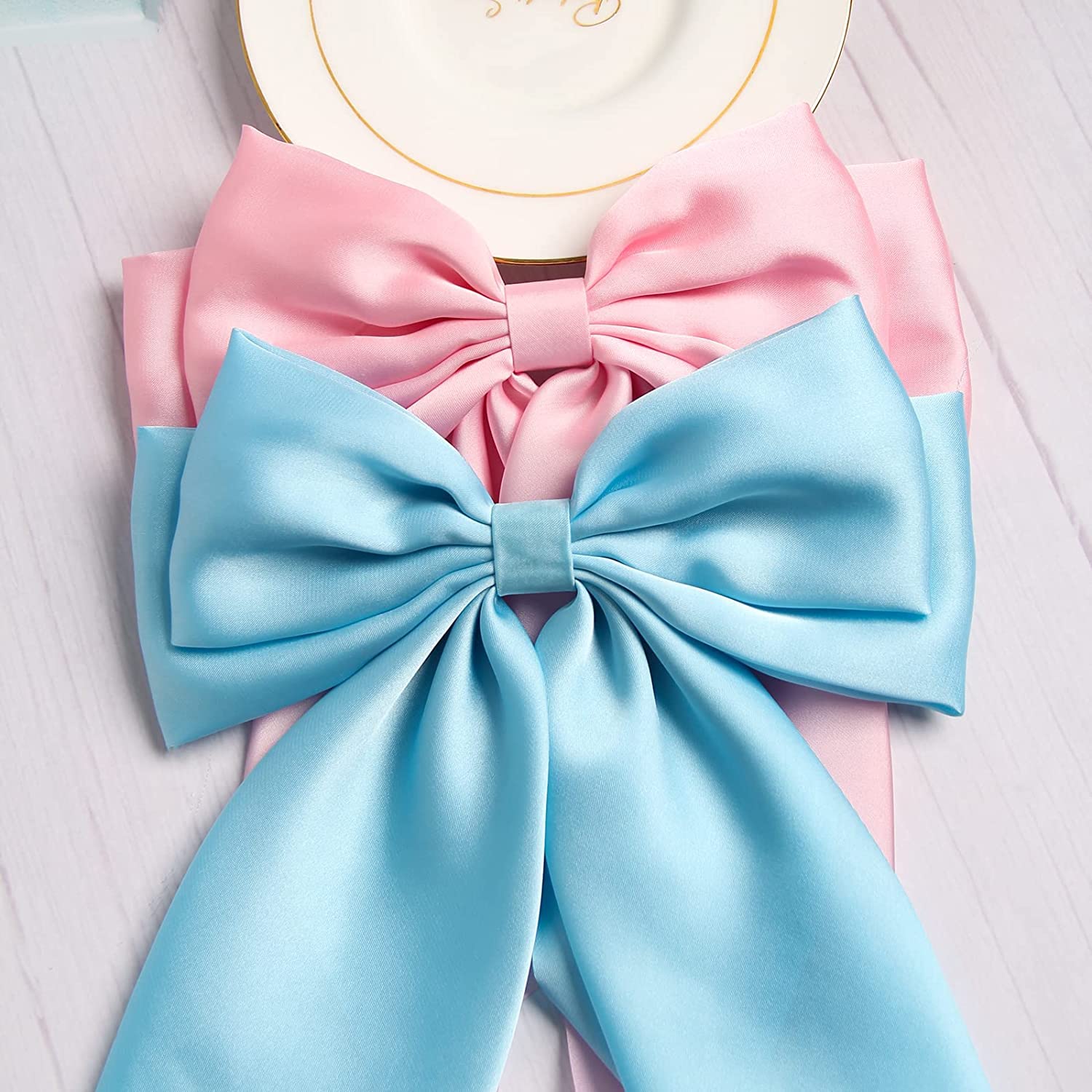 2 Pcs Silky Satin Hair Bows with Alligator Clips - Women's Ponytail Accessories for Parties, Weddings & Everyday Style (Random Colors)