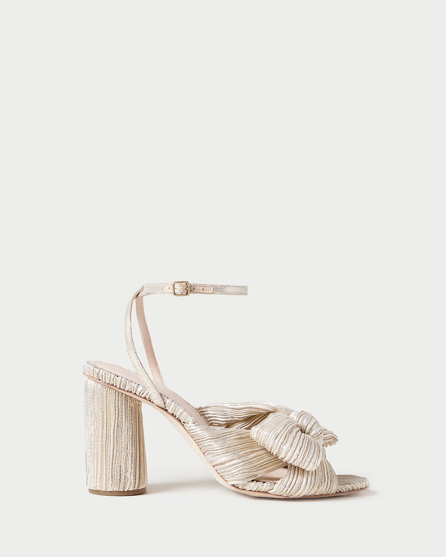 Camellia Platinum Pleated Bow Heel - Elegant Women's Dress Shoes for Weddings, Parties & Special Occasions