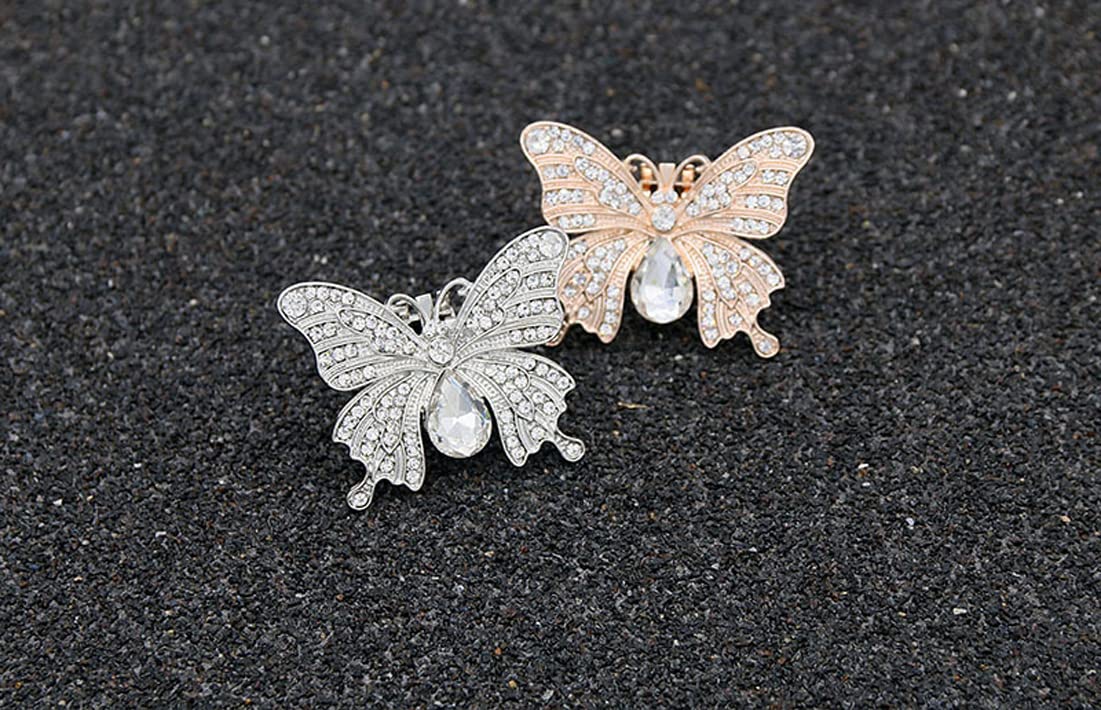 2PCS Rhinestone Crystal Butterfly Shoe Clips - Elegant Shoe Buckle Accessories for Women | Bridal Wedding Party Shoes Decoration | Perfect for Prom, Evening Gowns & Special Occasions