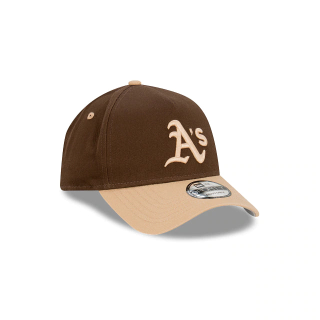New Era 940 K Frame Oakland A's Toffee Walnut Wheat Clothstrap Cap - Official MLB Baseball Hat for Men & Women - Perfect for Games, Outdoor Activities & Casual Wear
