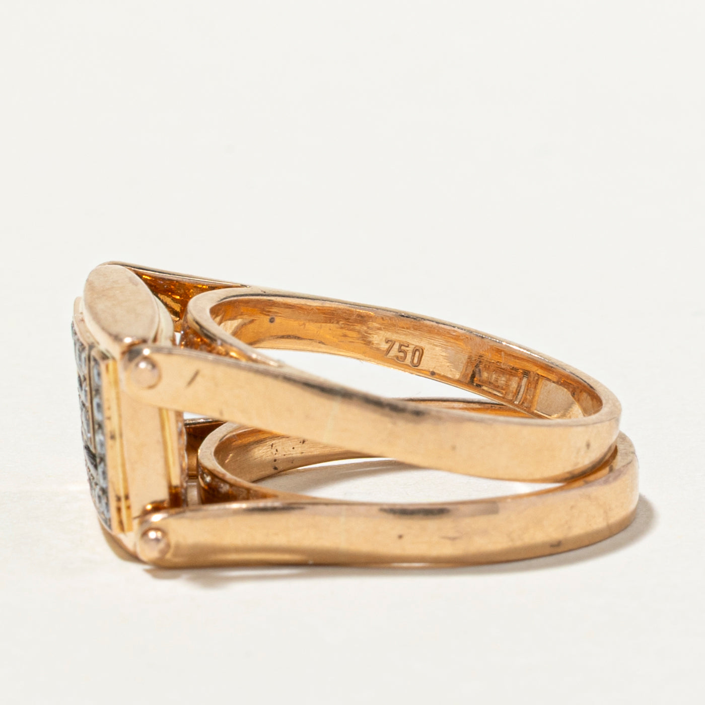 Flippable Diamond Geometric Ring for Women | 0.47ctw White Gold Stackable Band | Size 7.5 Wedding Engagement Anniversary Gift | Perfect for Everyday Wear & Special Occasions