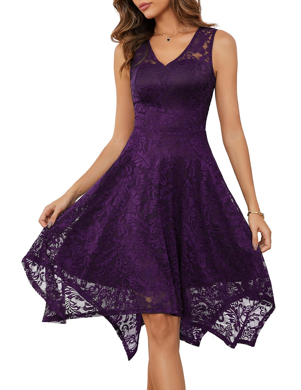 Meetjen Women's Cocktail Party Dresses 2025 - Elegant Handkerchief Hem Lace Formal Gown for Wedding Guest, Bridesmaid & Prom | Perfect for Evening Events, Galas & Special Occasions