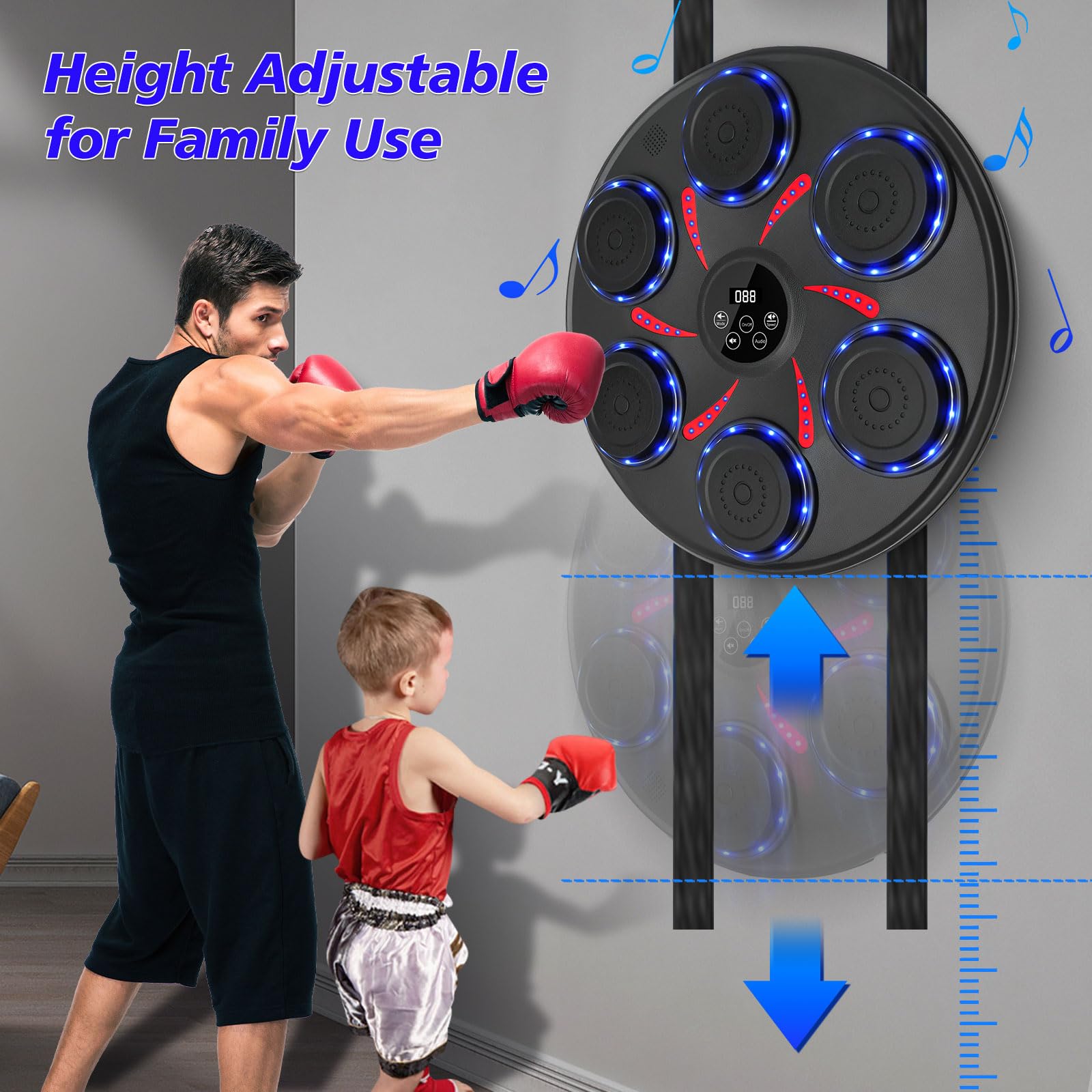 2025 Smart Bluetooth Music Boxing Machine for Adults & Kids - Includes 2 Pairs Boxing Gloves - Home Gym, Office & Indoor Fitness Equipment - Perfect for Stress Relief, Cardio Workouts & Family Fun