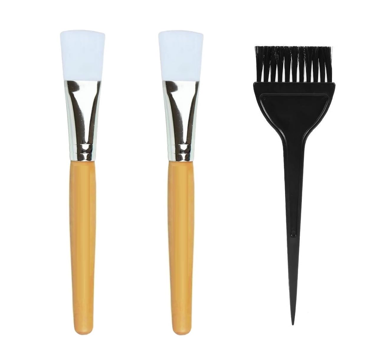 ZAUKY 1PCS Professional Hair Dye Brush Set for Men & Women - Salon Quality Plastic Highlighting Brush with 2PCS Facial Mask Applicator - Perfect for At-Home Hair Coloring & Skincare (Multicolor Combo Pack) - DIY Hair Styling & Beauty Routine Essential