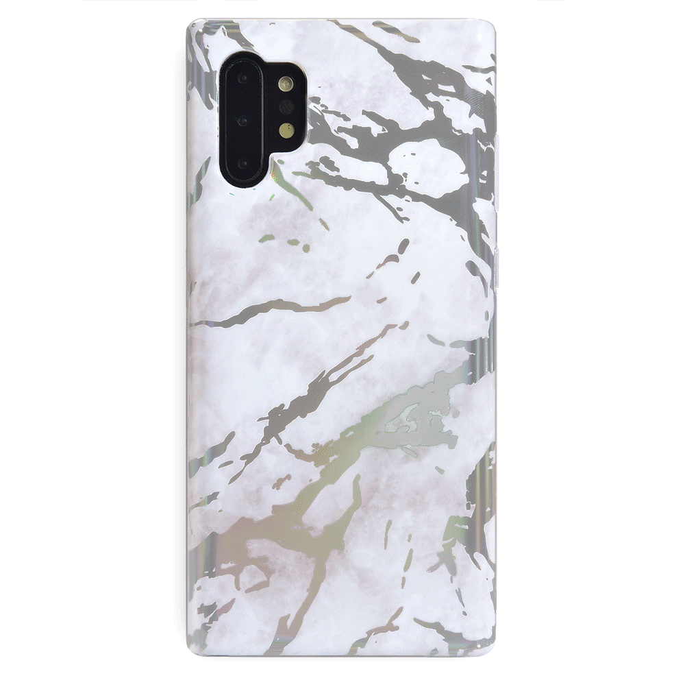 Holo White Marble Phone Case for Samsung Galaxy S21/S20/Note 20 - Premium Protective Cover with Glitter Design - Perfect for Everyday Use, Work & Travel