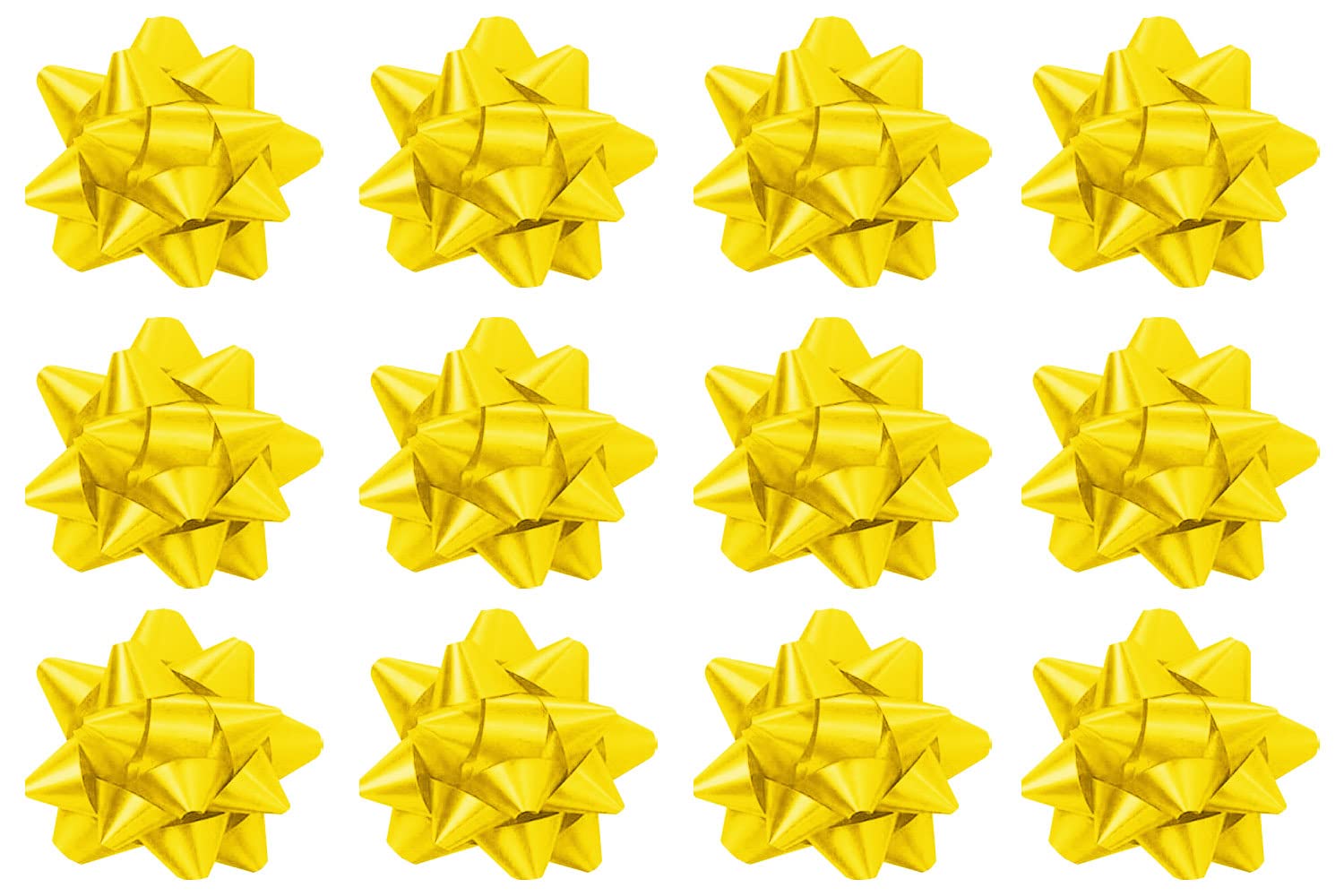 PMU Decorative Star Gift Bows 3-3/4 Inch Medium Yellow (12-Pack) - Perfect for Christmas Presents, Party Decorations & Gift Wrapping