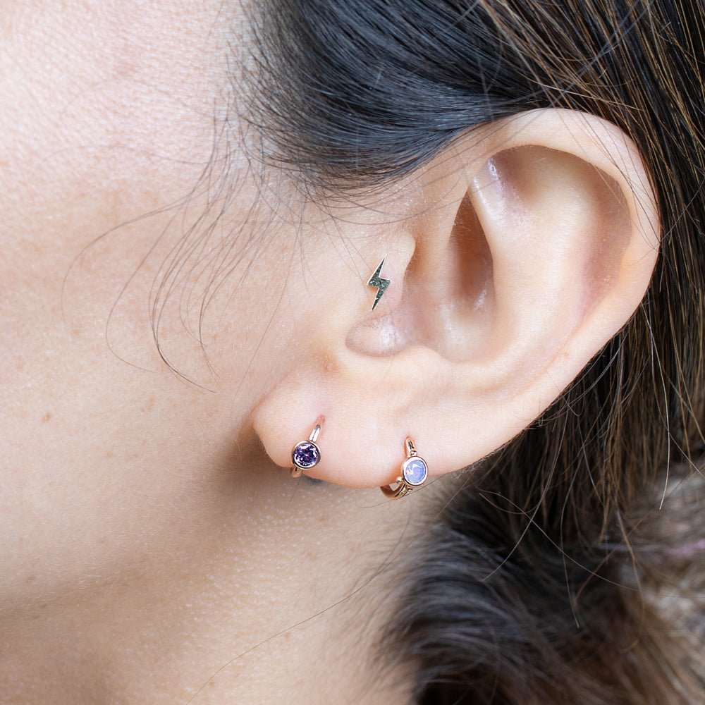 14k Yellow Gold Lightning Bolt Flat Back Stud Earrings - Perfect for Everyday Wear, Gifts & Punk Rock Fashion