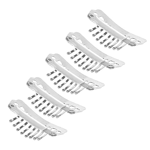 50pcs Stainless Steel Snap Hair Clips for Women - 8 Teeth Snap Comb Wig Clips for Thick & Thin Hair (1.1in, Silver) - DIY Hair Extension Accessories for Daily Styling, Cosplay & Wig Making