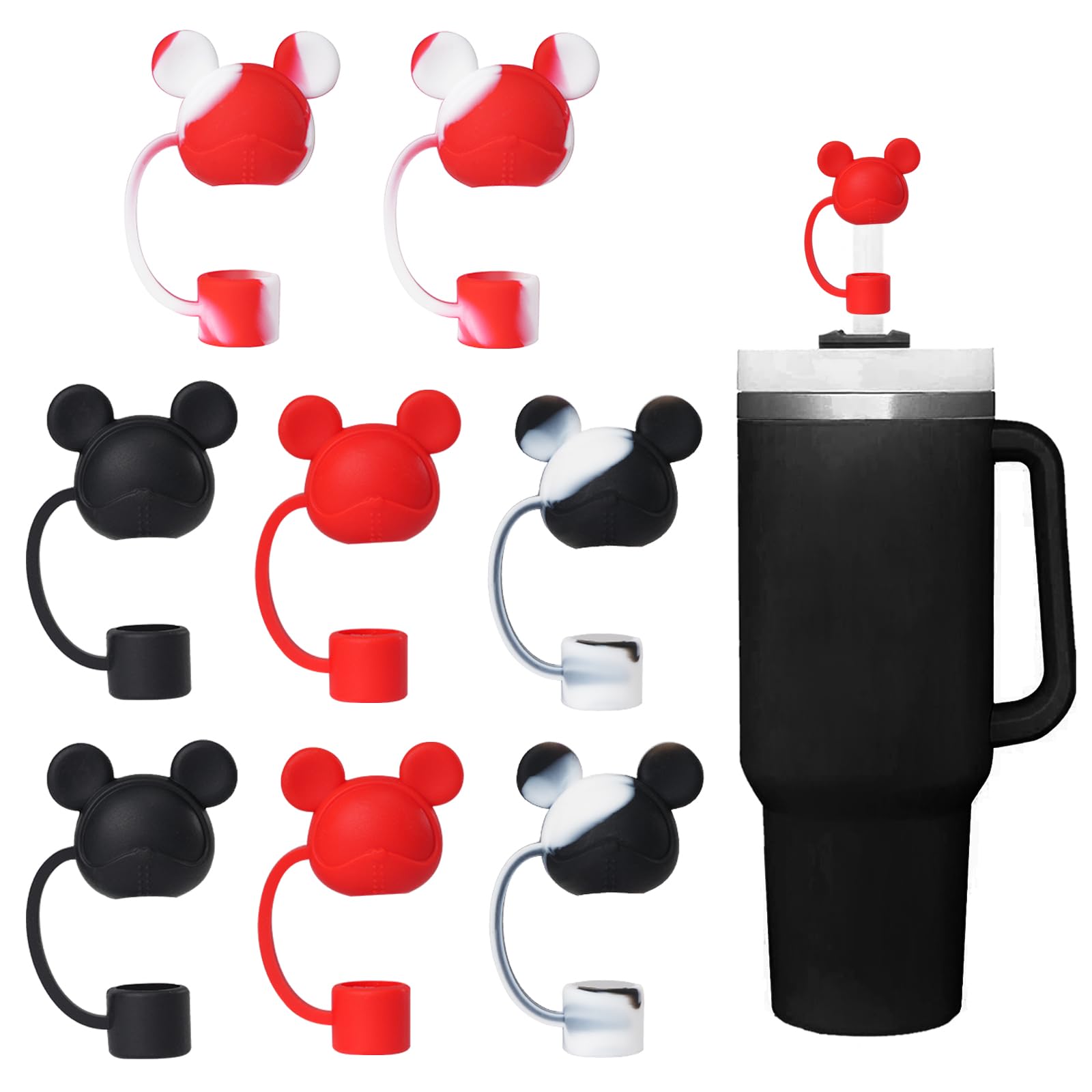 Adorable Bear Straw Covers - Reusable Silicone Straw Tips & Lid Protectors for Stanley 30oz & 40oz Tumblers (0.4in/10mm) - 8 Pack - Perfect for Stanley Cup Accessories, Travel Mugs & Office Drinkware