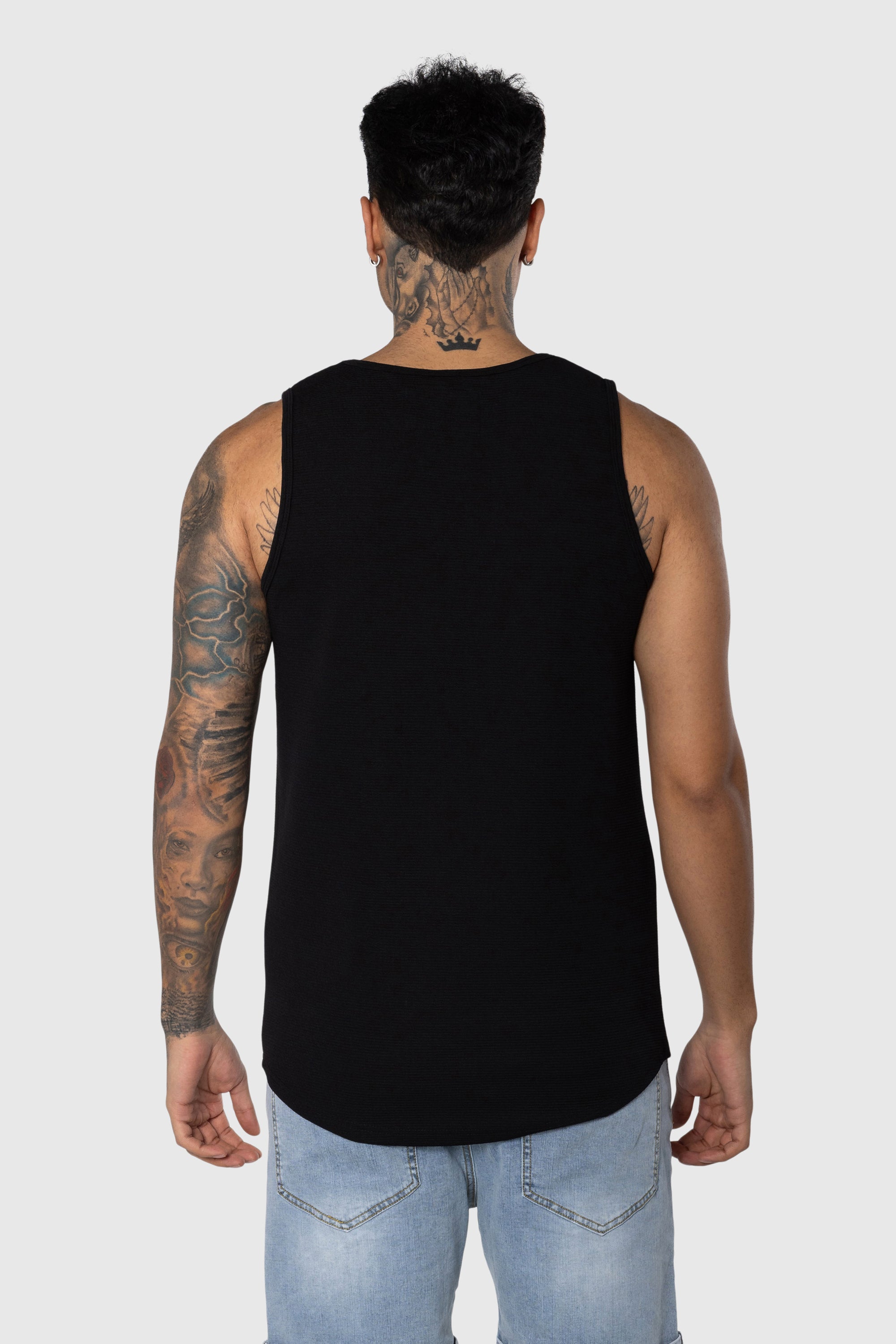 Textured Black Tank Top for Women - Stylish & Comfortable Casual Wear for Summer, Gym, and Layering