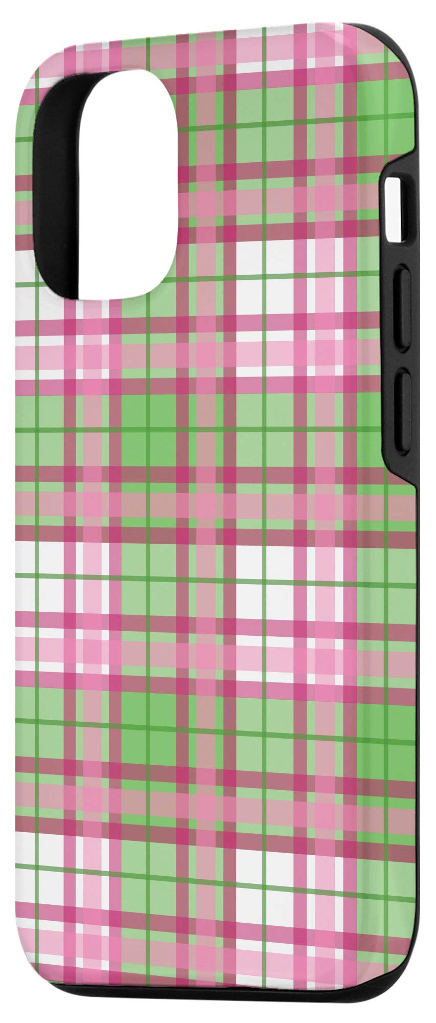 Trendy Pink Green Plaid Girly Art Pattern iPhone 12/12 Pro Case - Best Golf Gift for Women, Durable Protective Cover for Everyday Use & Sports Activities
