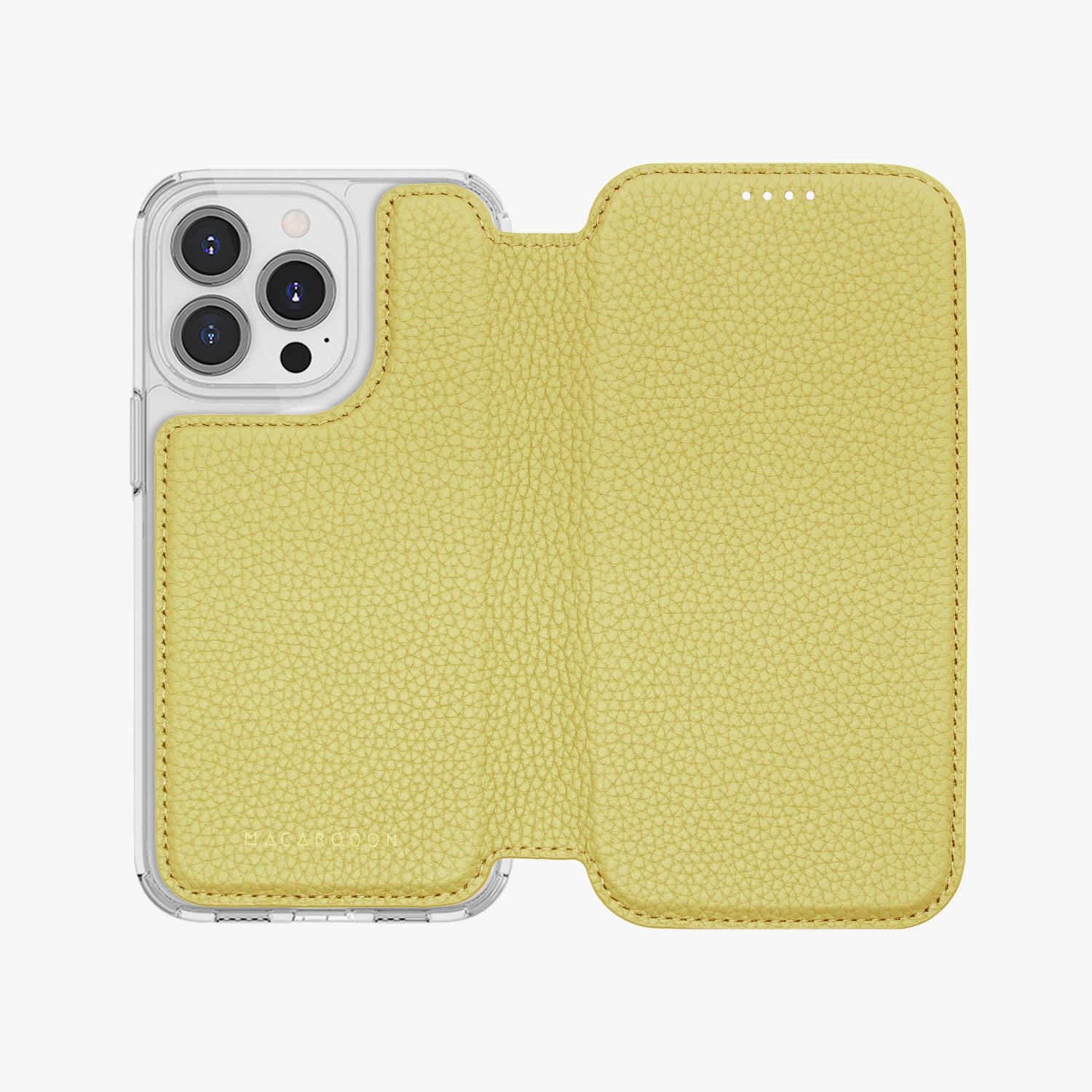 Premium iPhone 15 Pro Leather Flip Case with MagSafe - Slim Protective Cover with Clear Back for Wireless Charging | Perfect for Work, Travel & Everyday Use