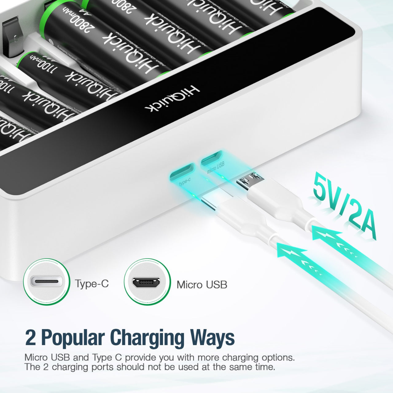 HiQuick Rechargeable AA AAA Batteries (8-Pack) with LCD Smart Charger - Perfect for Cameras, Toys, Flashlights & Home Electronics