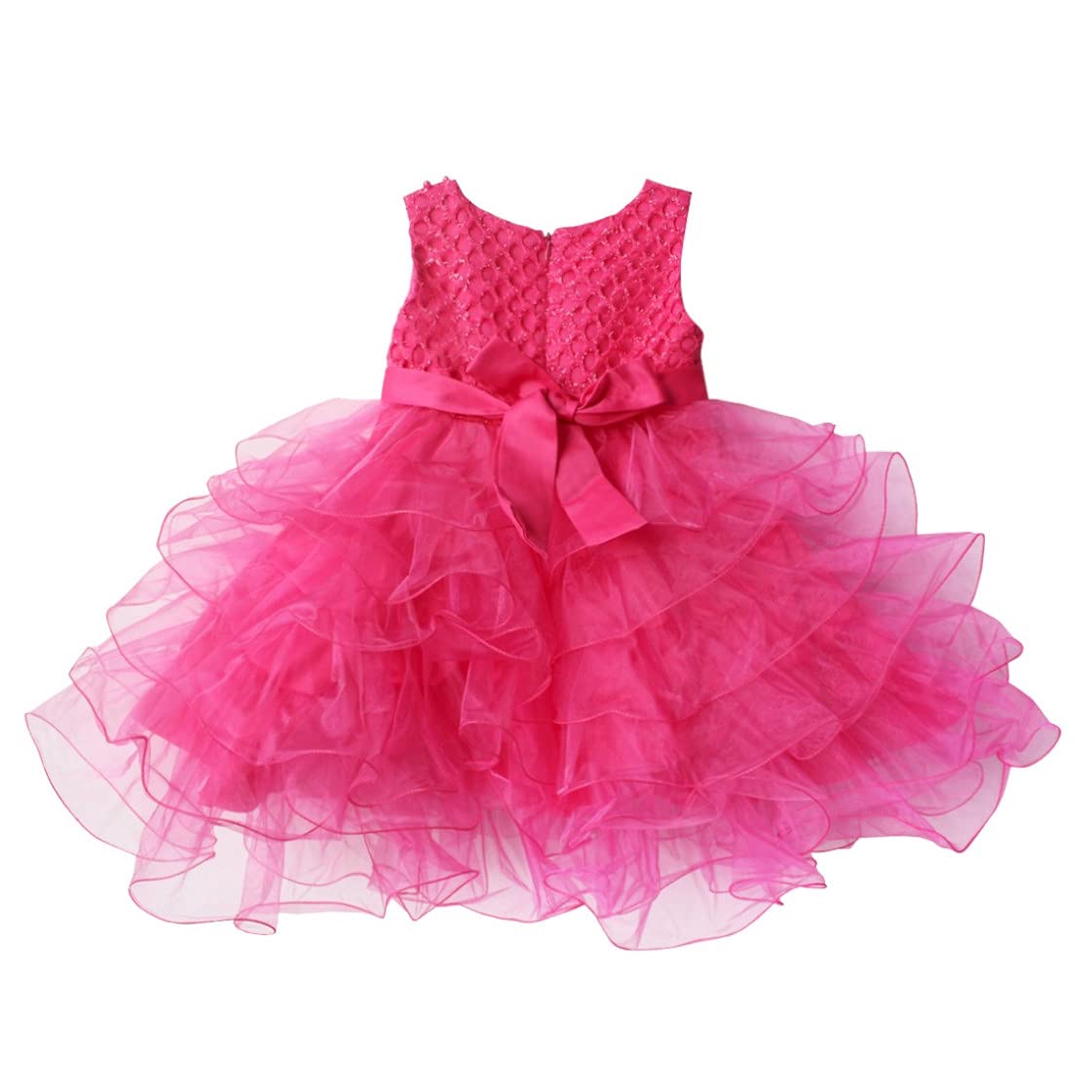 FEESHOW Baby Girls Ruffle Flower Christening Dress - White Baptism Gown for Infant & Toddler - Perfect for Christening, Wedding, Birthday Party & Special Occasions