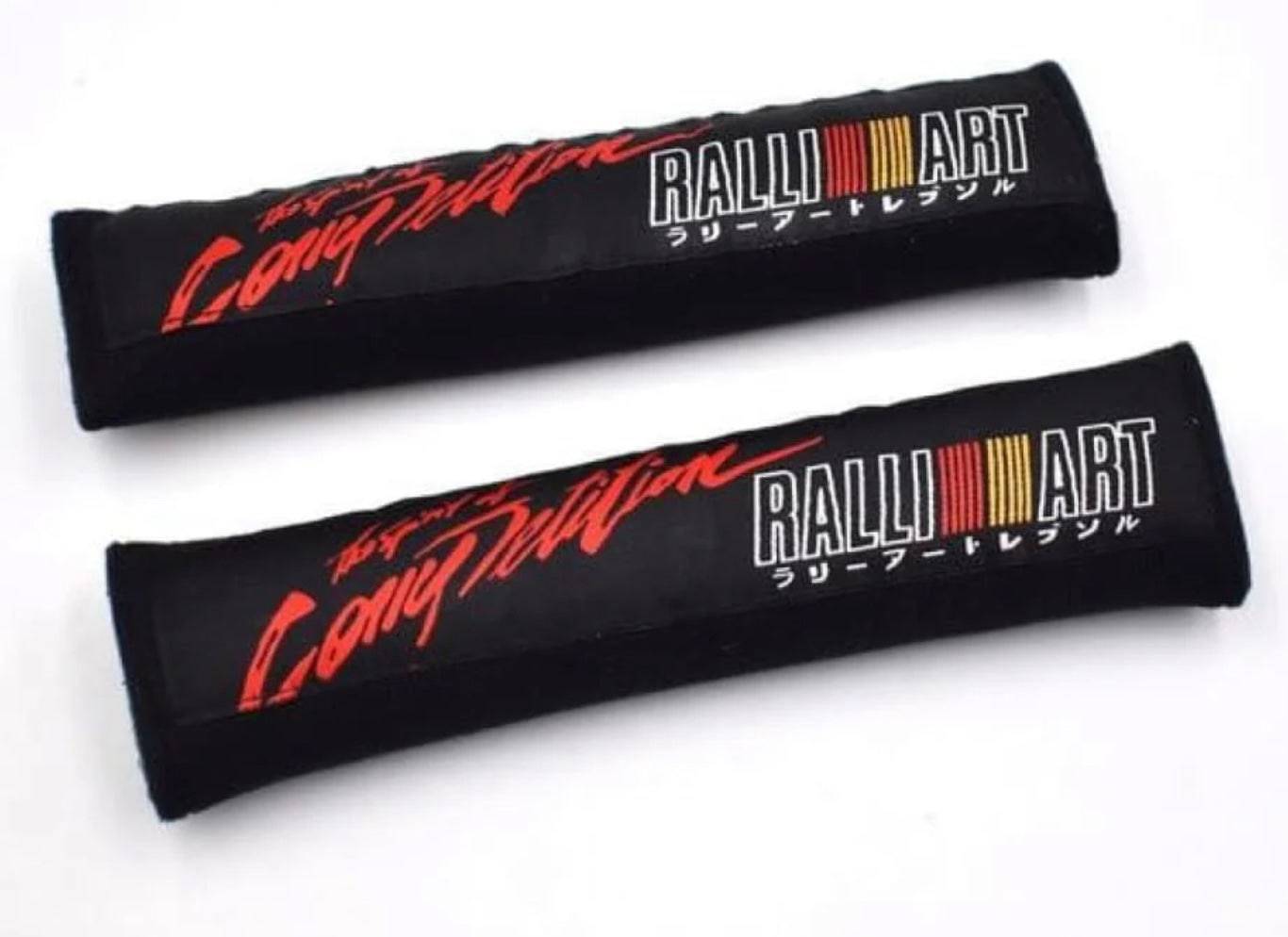 RALLIART Cotton Auto Seat Belt Cover Shoulder Strap Pads for Mitsubishi - Comfortable Car Seat Belt Protector for Long Drives & Daily Commutes