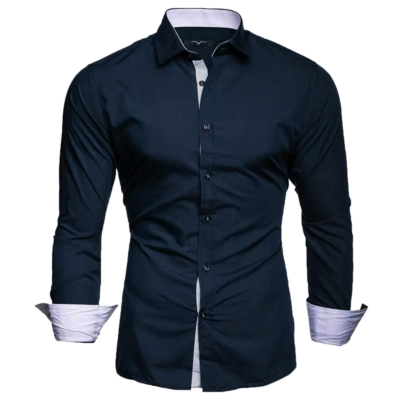 Premium Slim Fit Men's Business Dress Shirt - 100% Cotton Long Sleeve Button Down Shirt for Office, Interviews & Formal Occasions